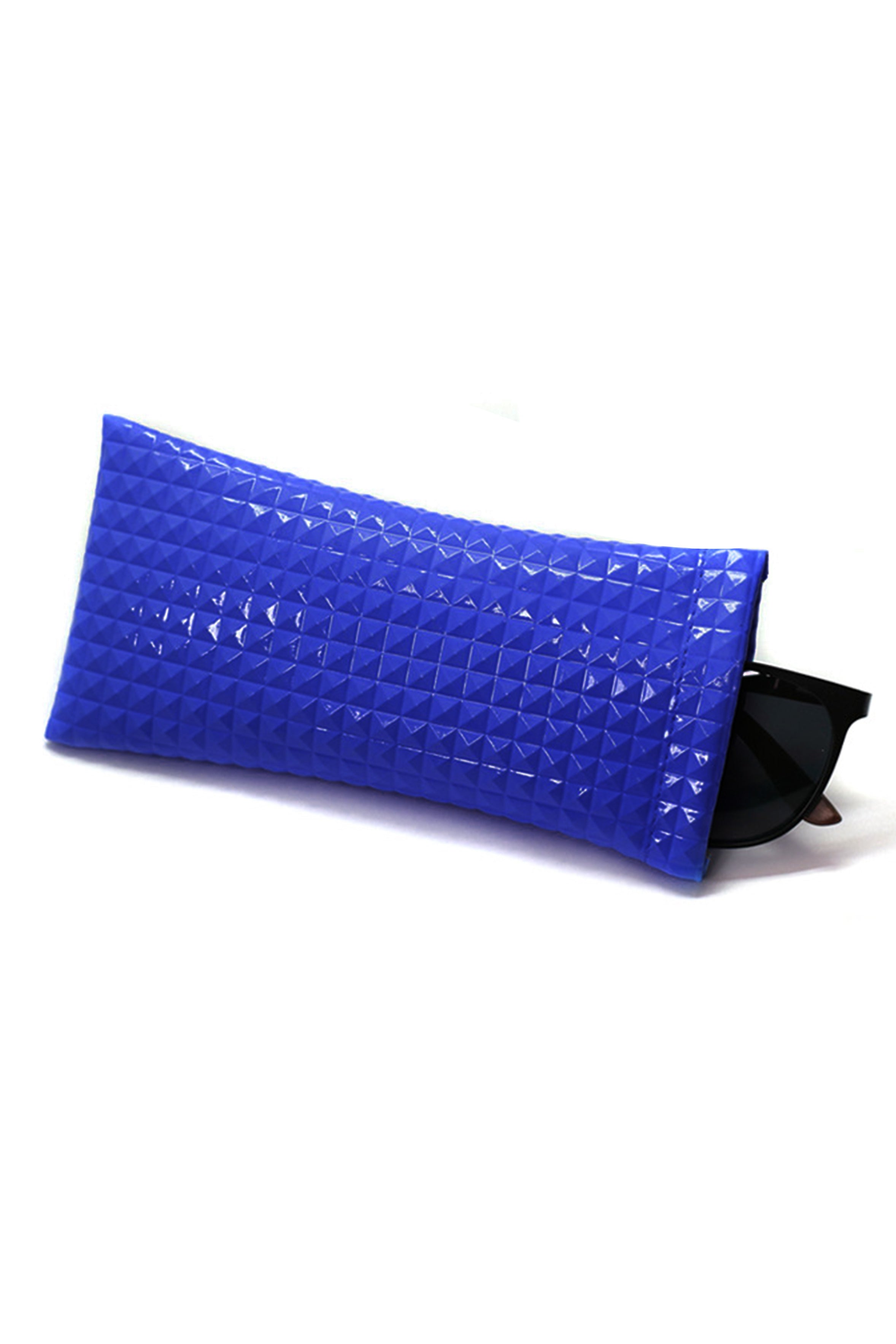 Bolsa protectora de PU para gafas con patrón de rejilla de diamantes HB2695