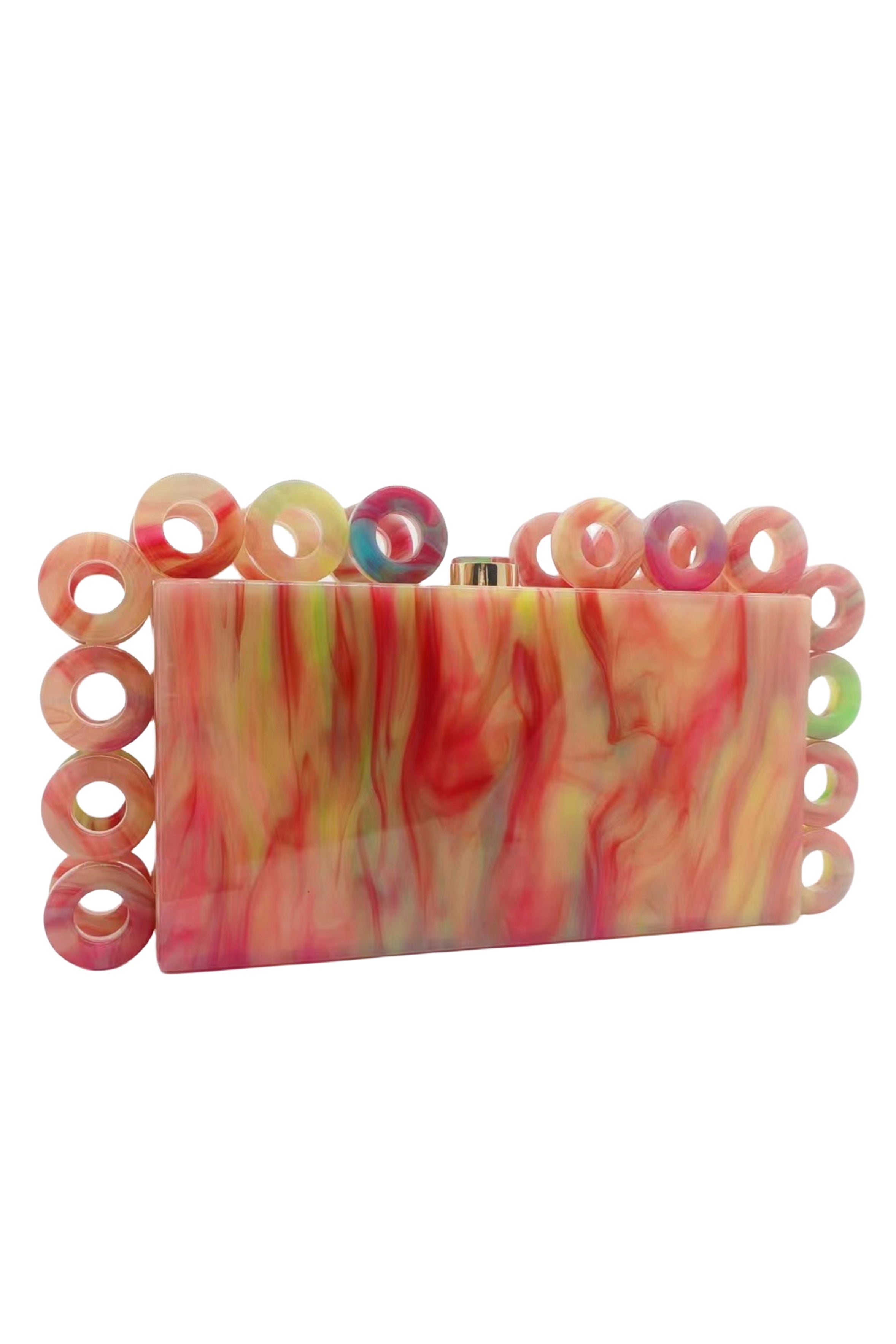 Bolso de mano acrílico con forma de círculo y rectángulo HB2712