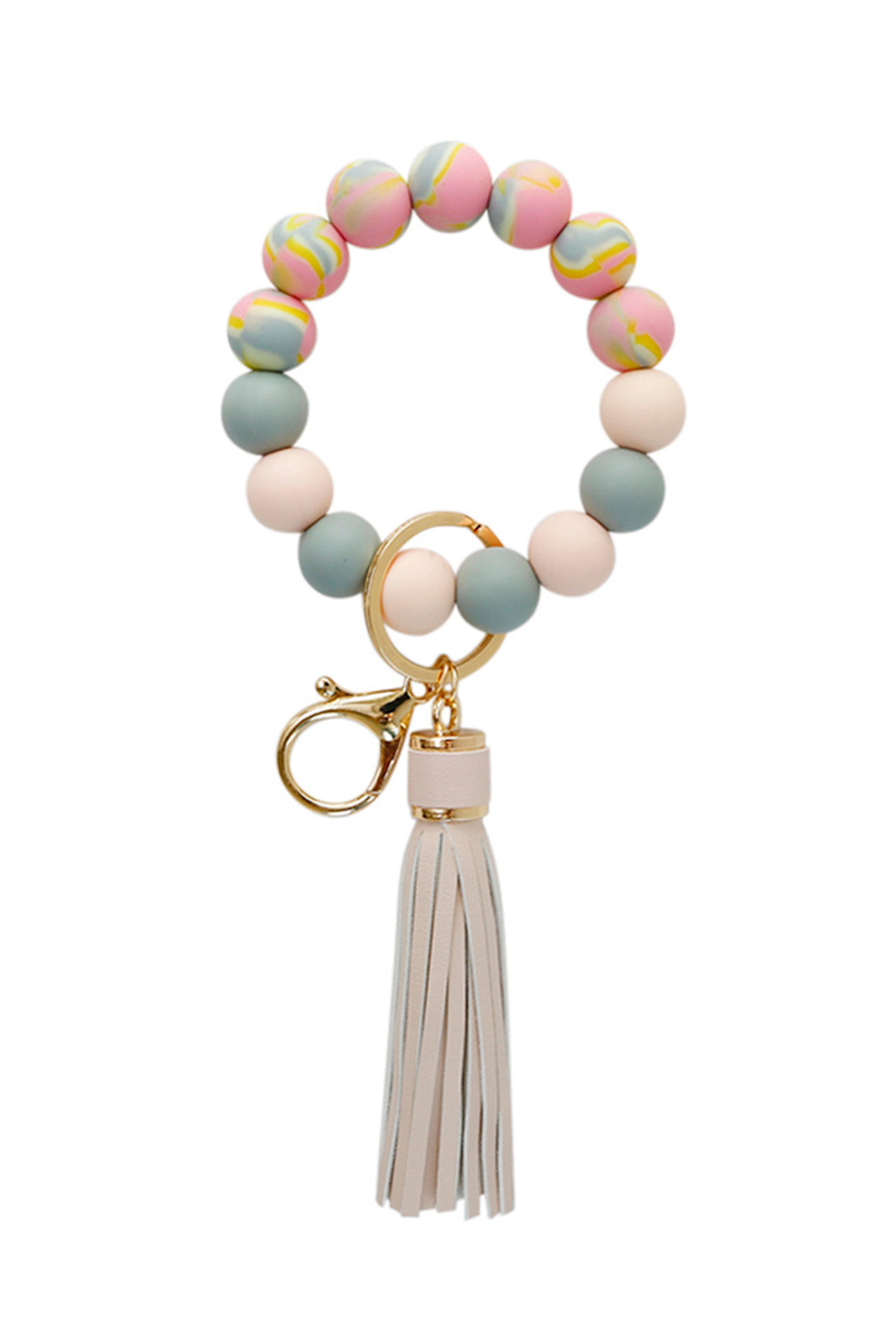 Pulsera de cuentas de silicona con llavero K1159