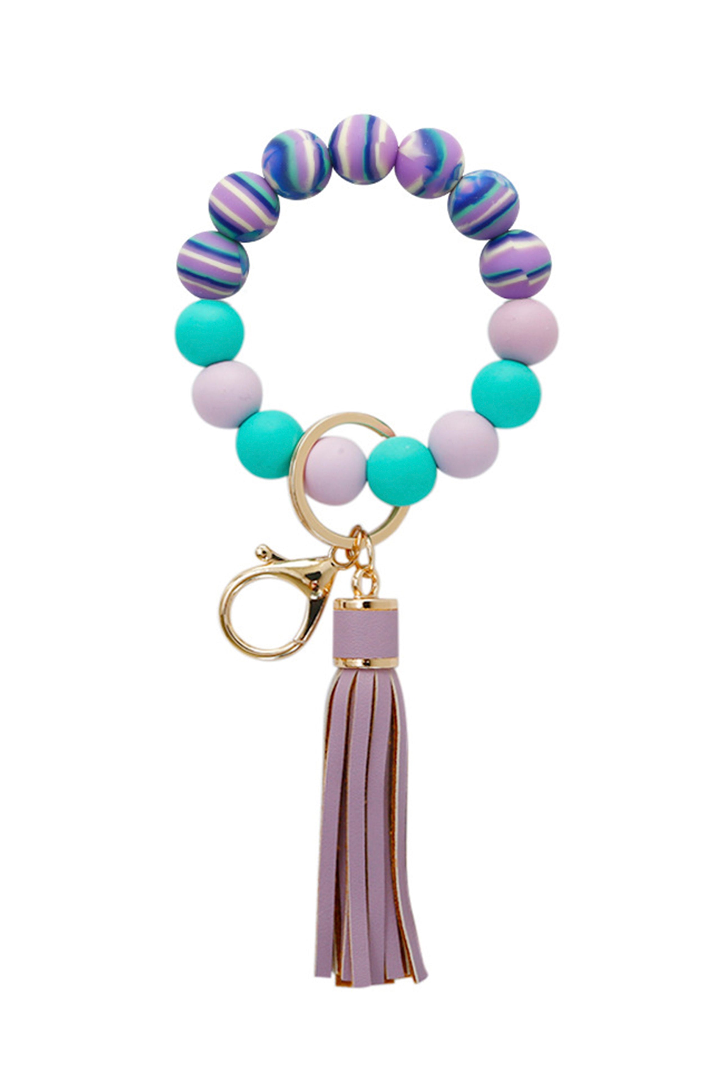Pulsera de cuentas de silicona con llavero K1159