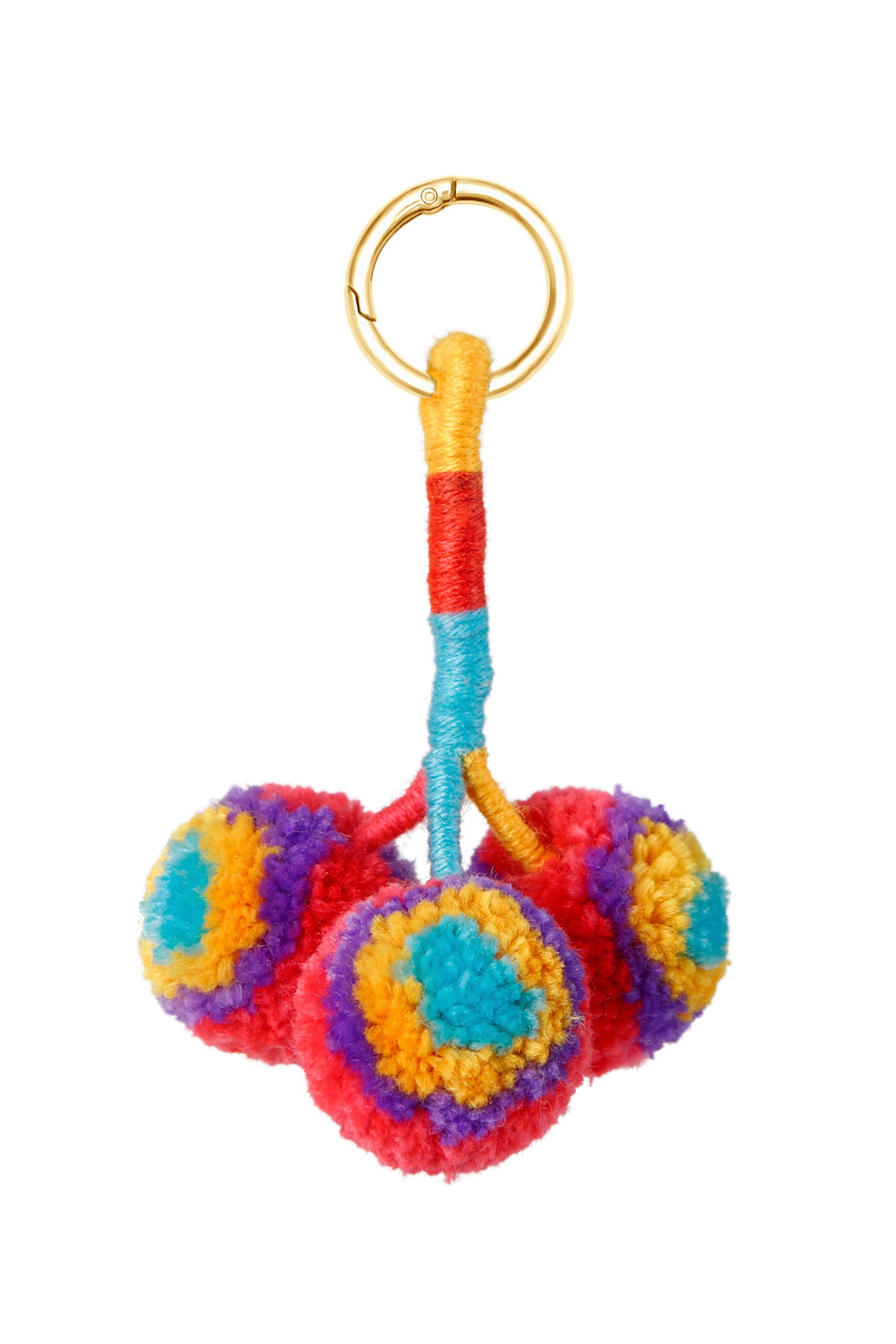 Llavero de algodón con pompones multicolor K1271