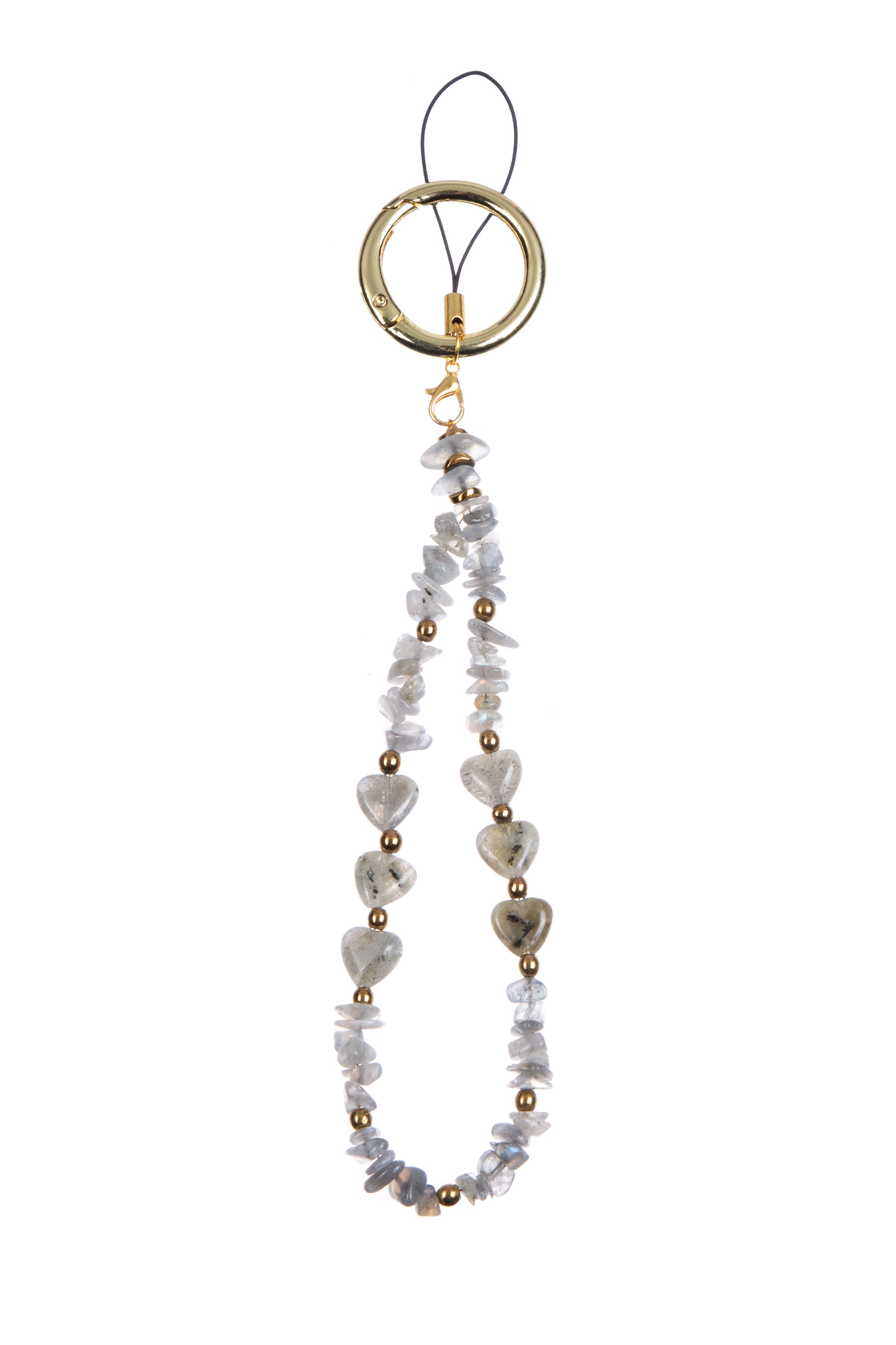 Natural Stone Phone Charm Keychain K1323-Labradorite