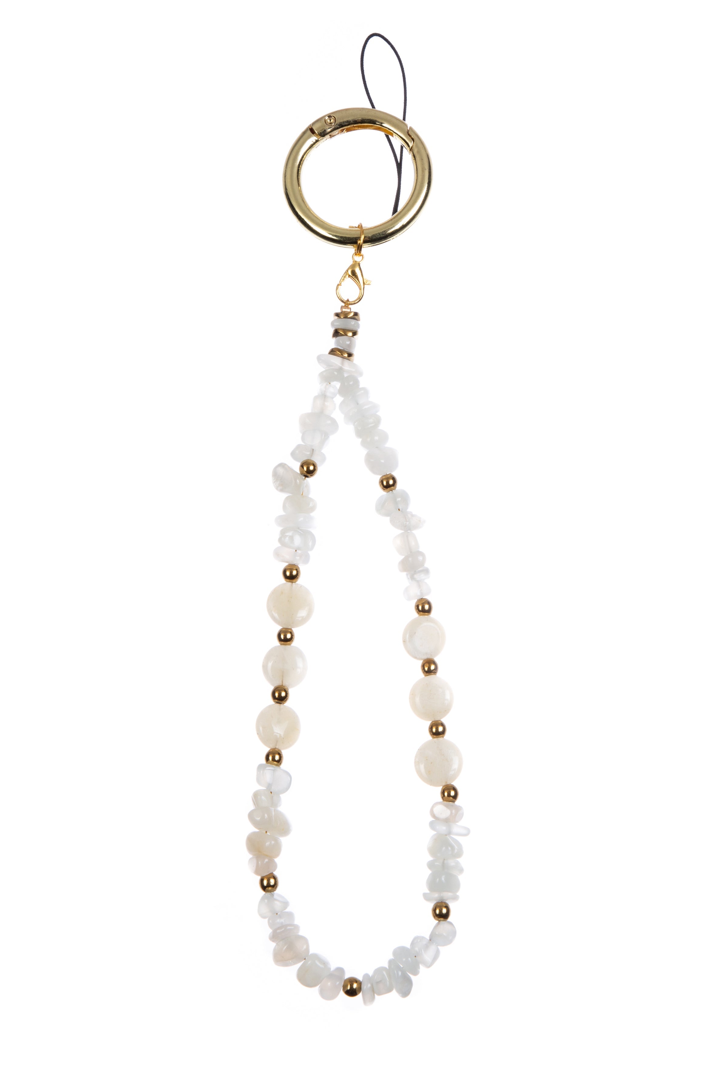 Natural Stone Phone Charm Keychain K1323-Moon Stone