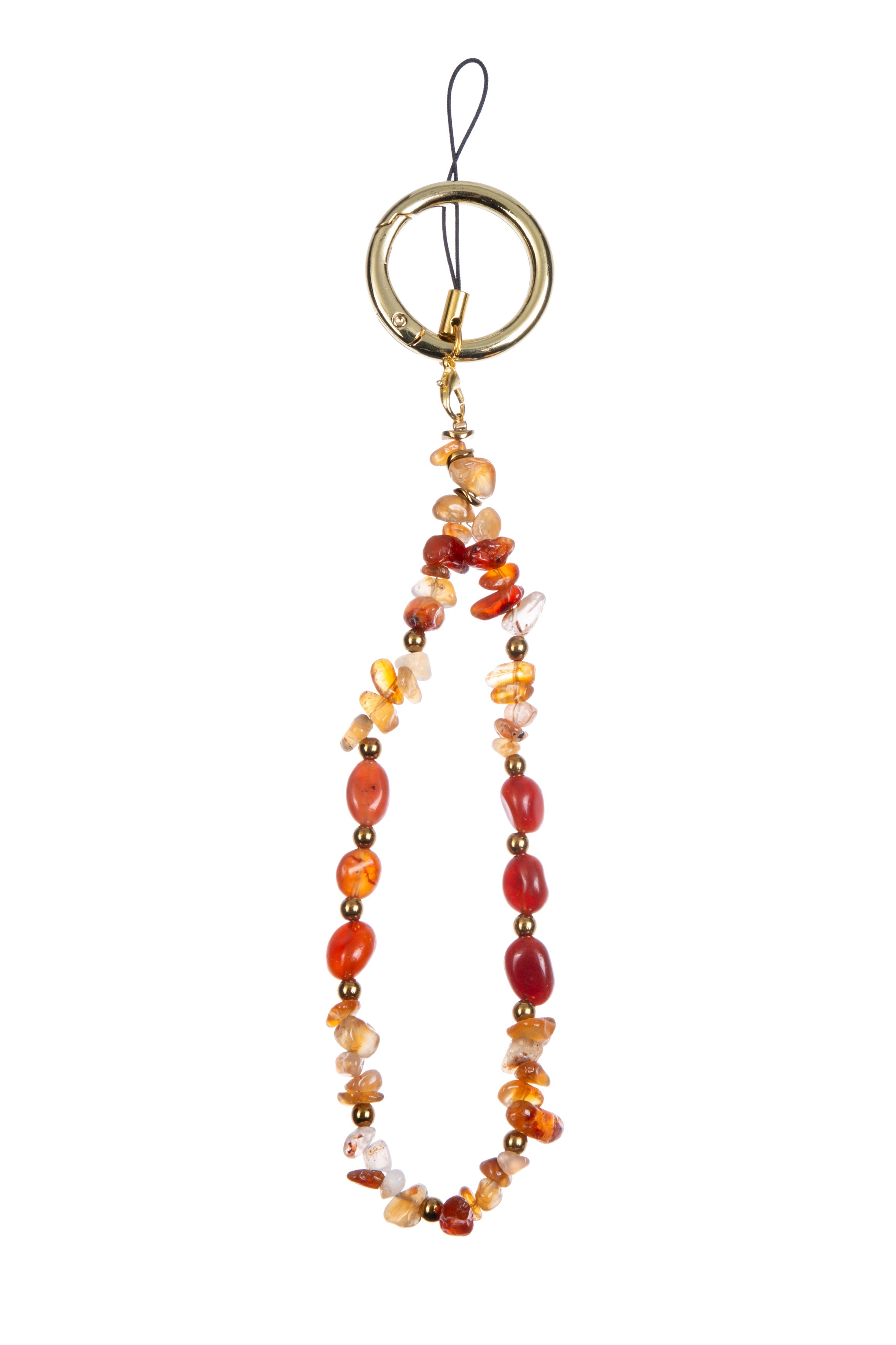 Natural Stone Phone Charm Keychain K1323-Red Agate