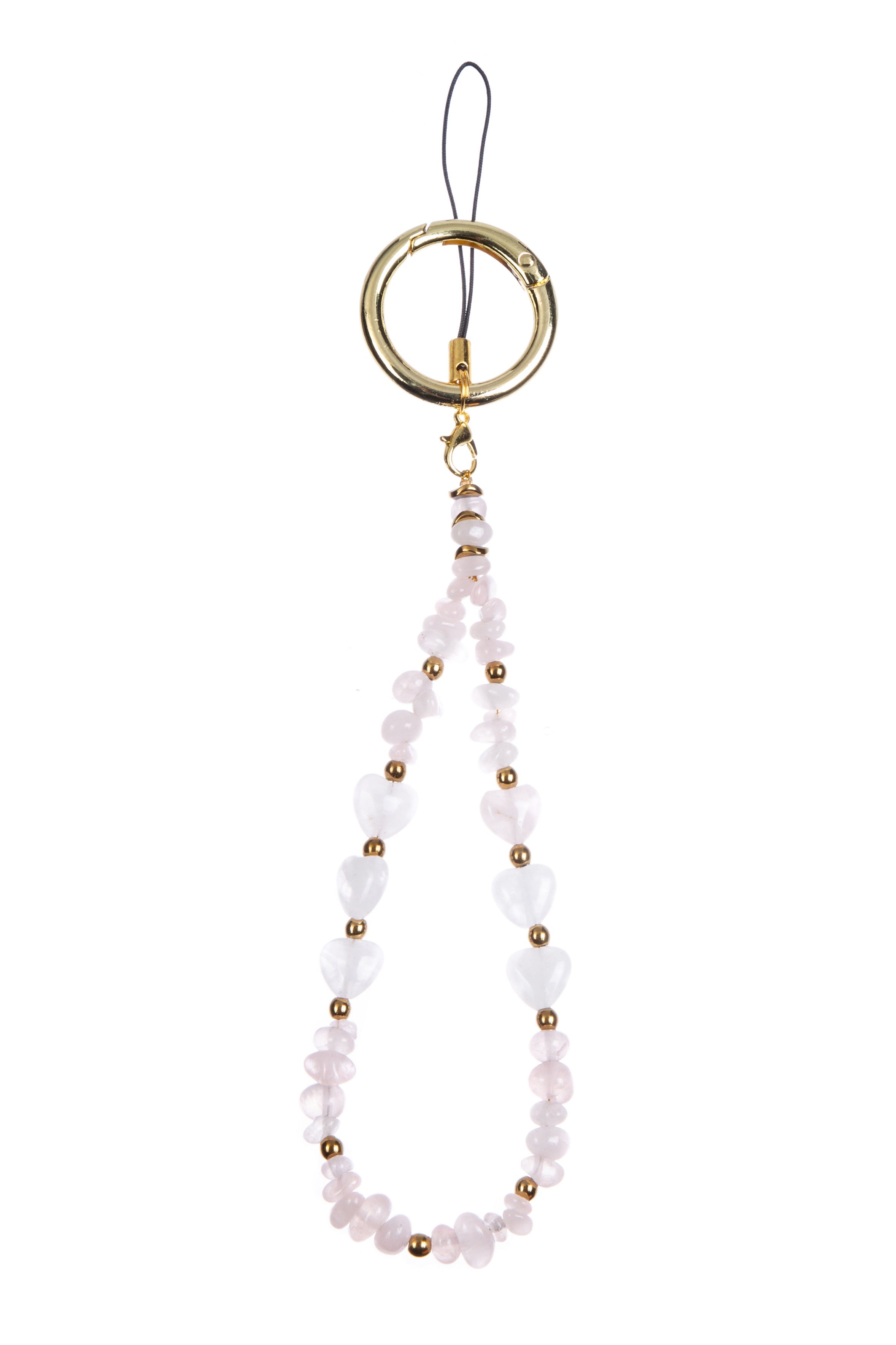 Natural Stone Phone Charm Keychain K1323-Rose Quartz