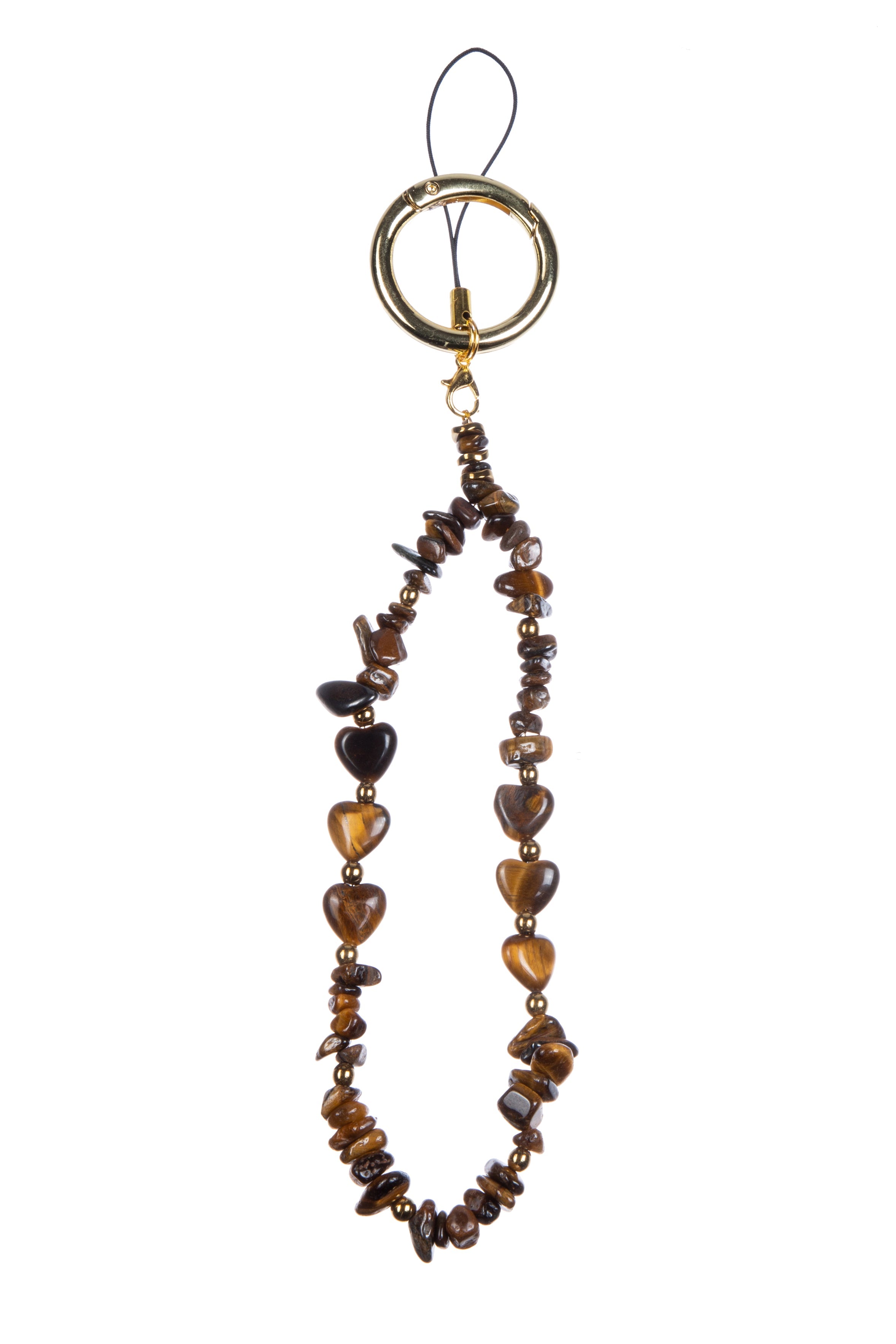 Natural Stone Phone Charm Keychain K1323-Tiger Eye