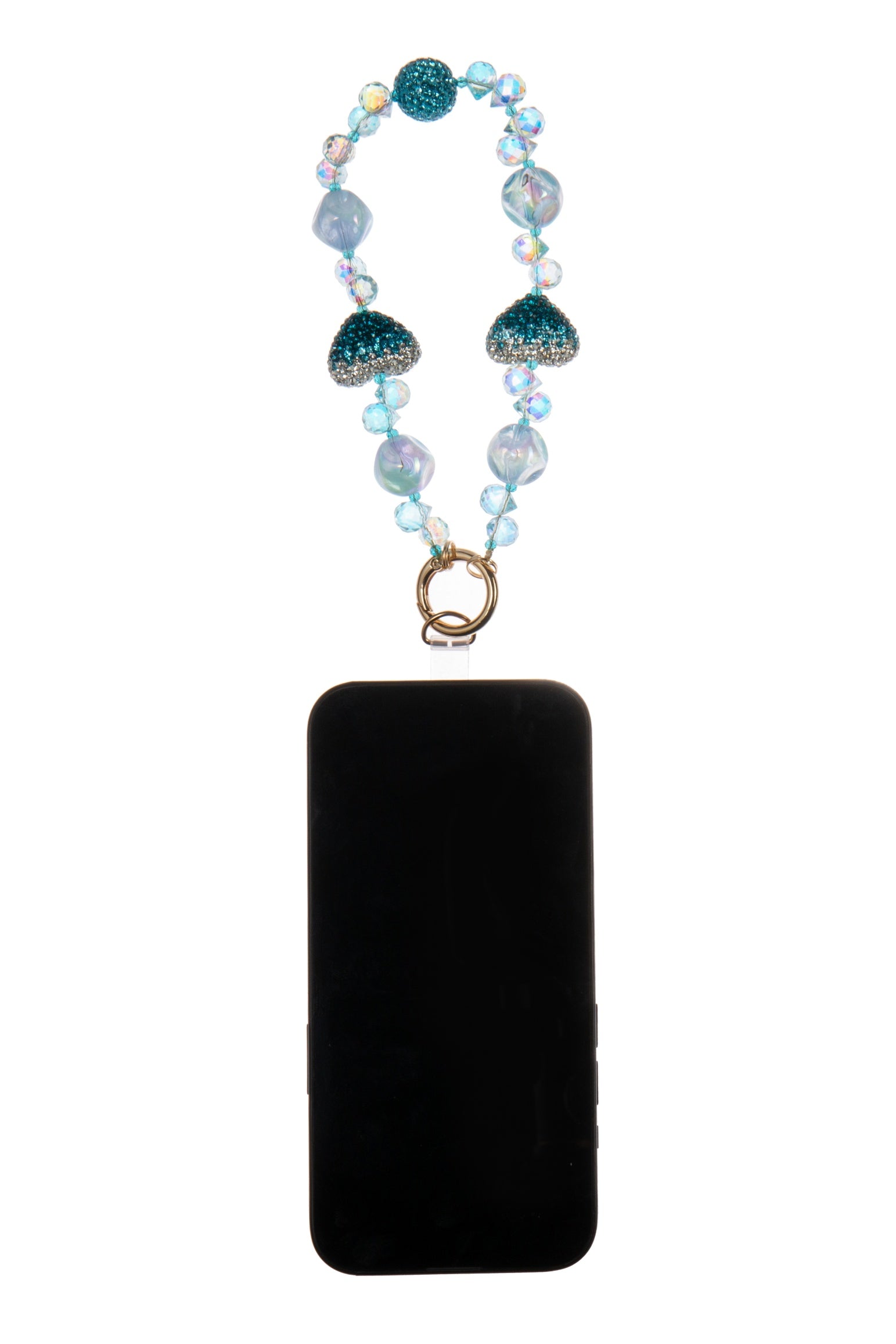 Alloy Crystal Heart Phone Wristlet Lanyard K1337