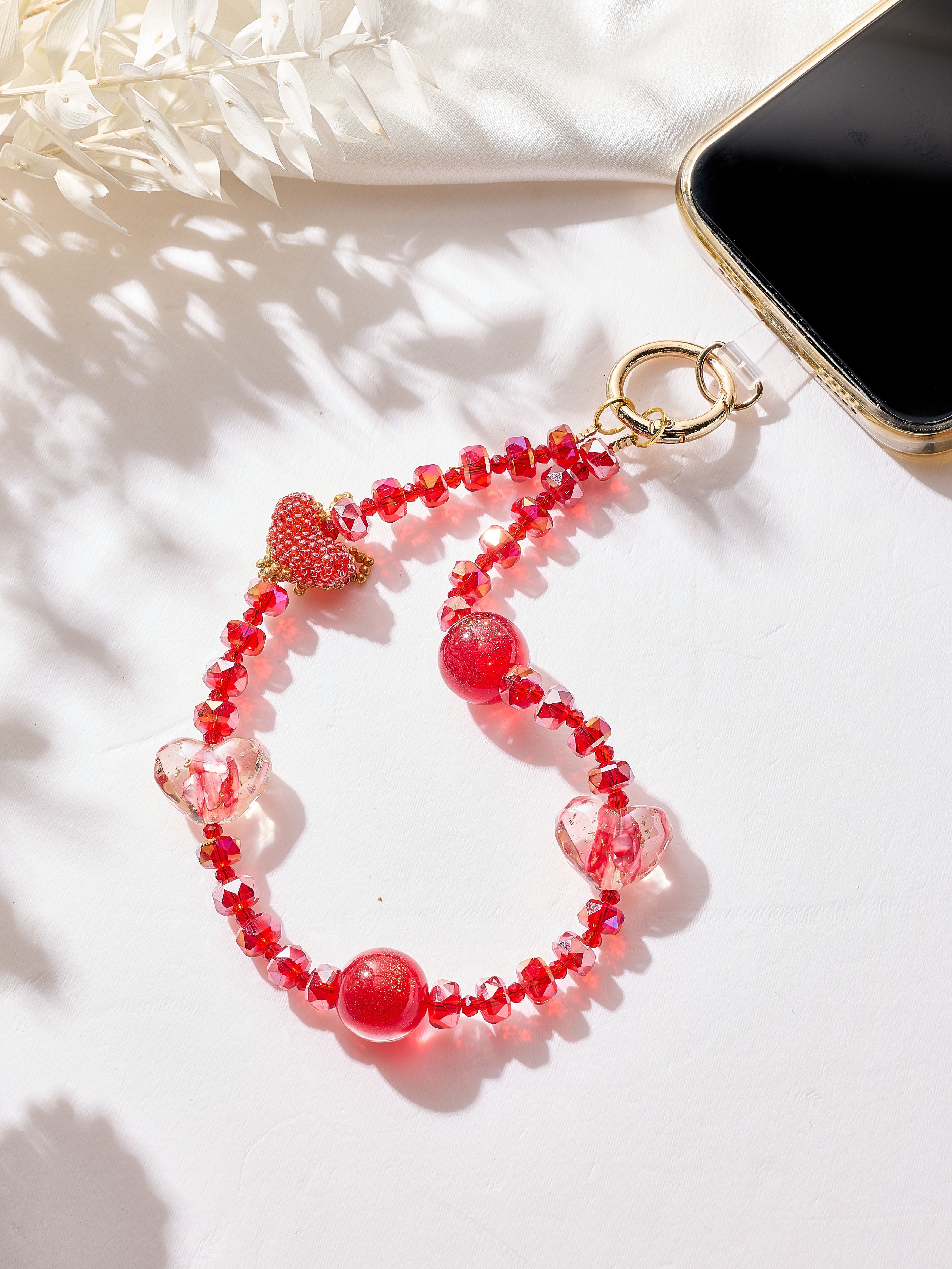Heart Shape Crystal Keychain Wristlet K1529