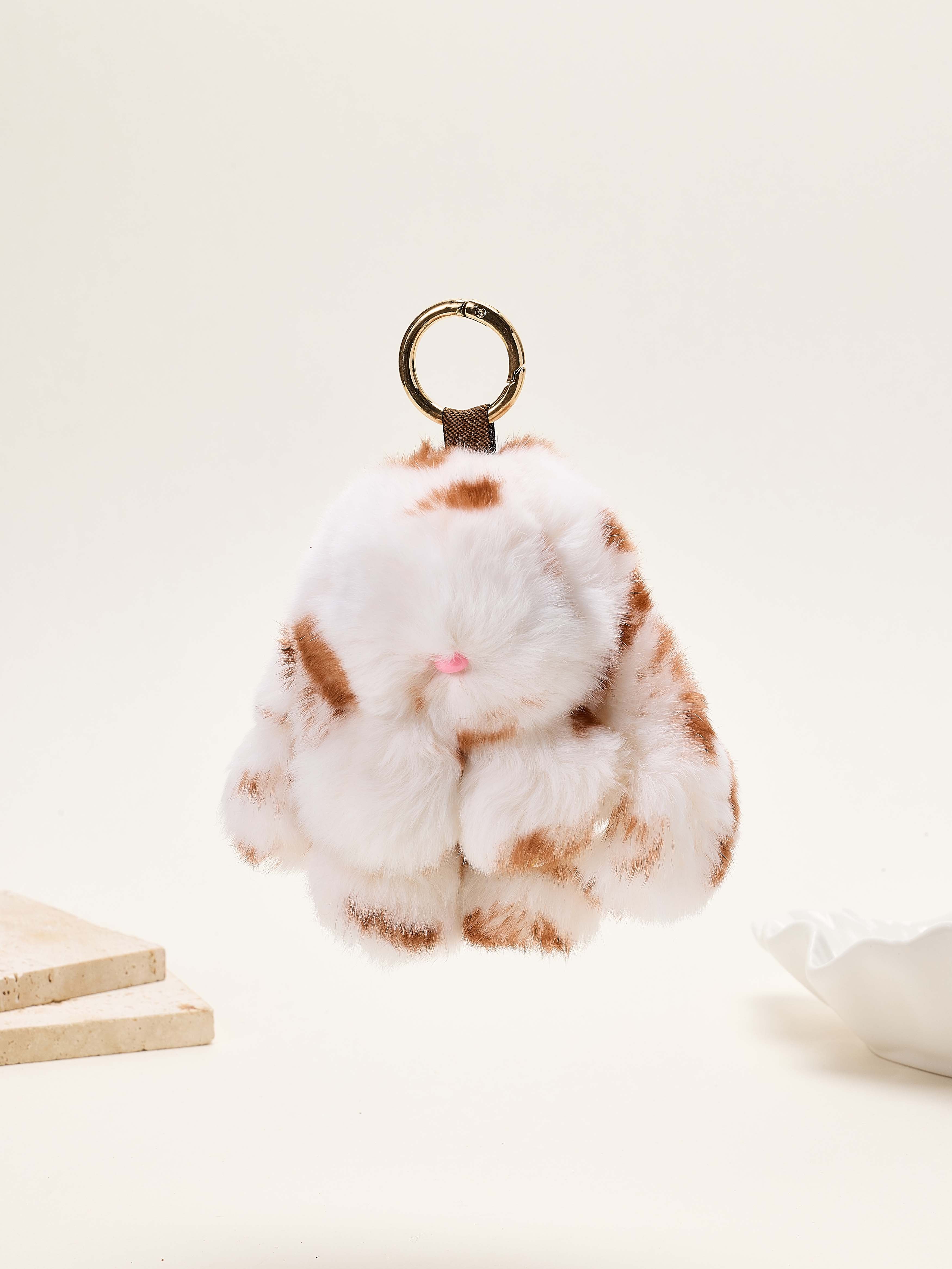 Rabbit Speckle Plush Keychain K1555