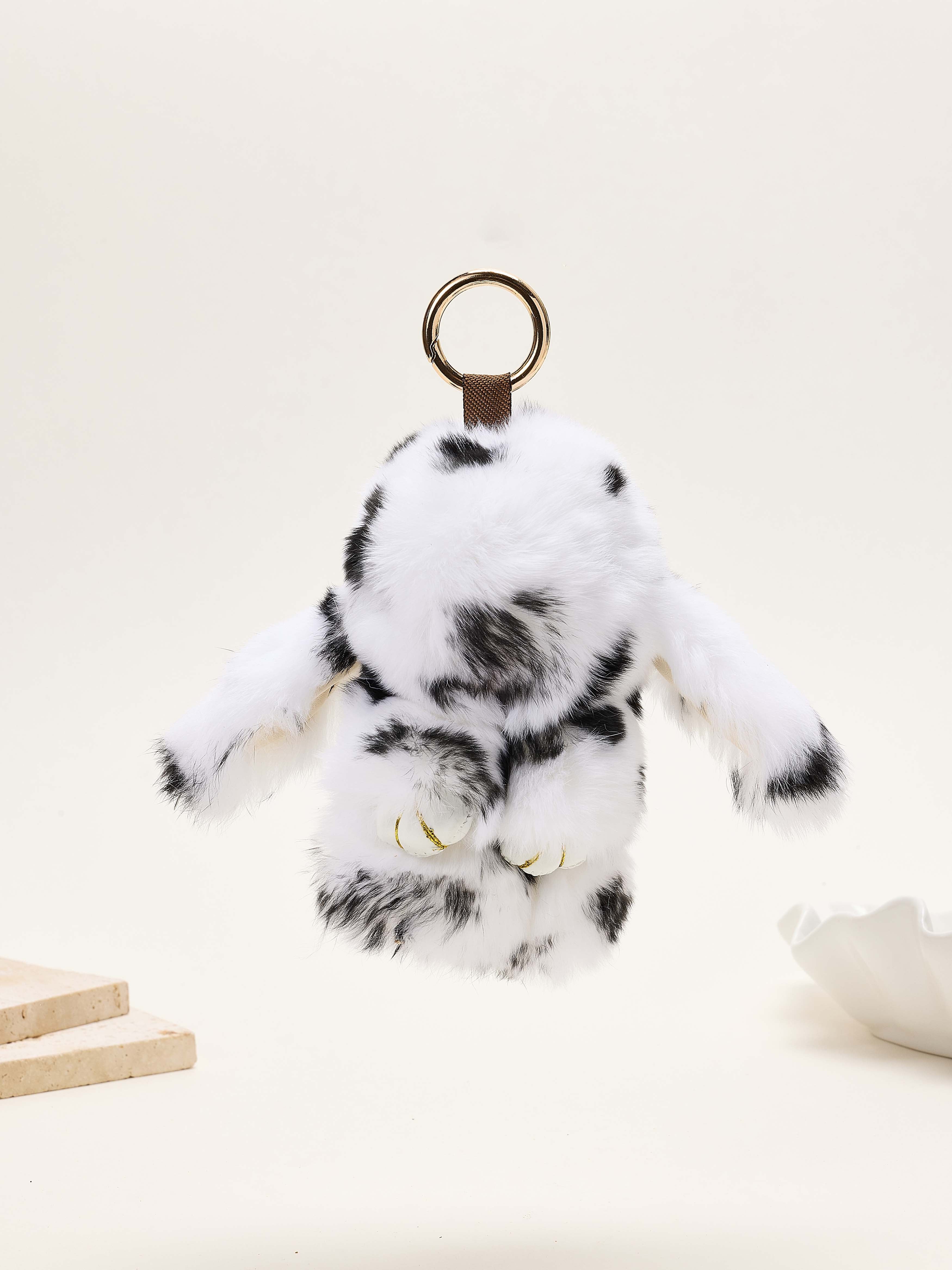 Rabbit Speckle Plush Keychain K1555