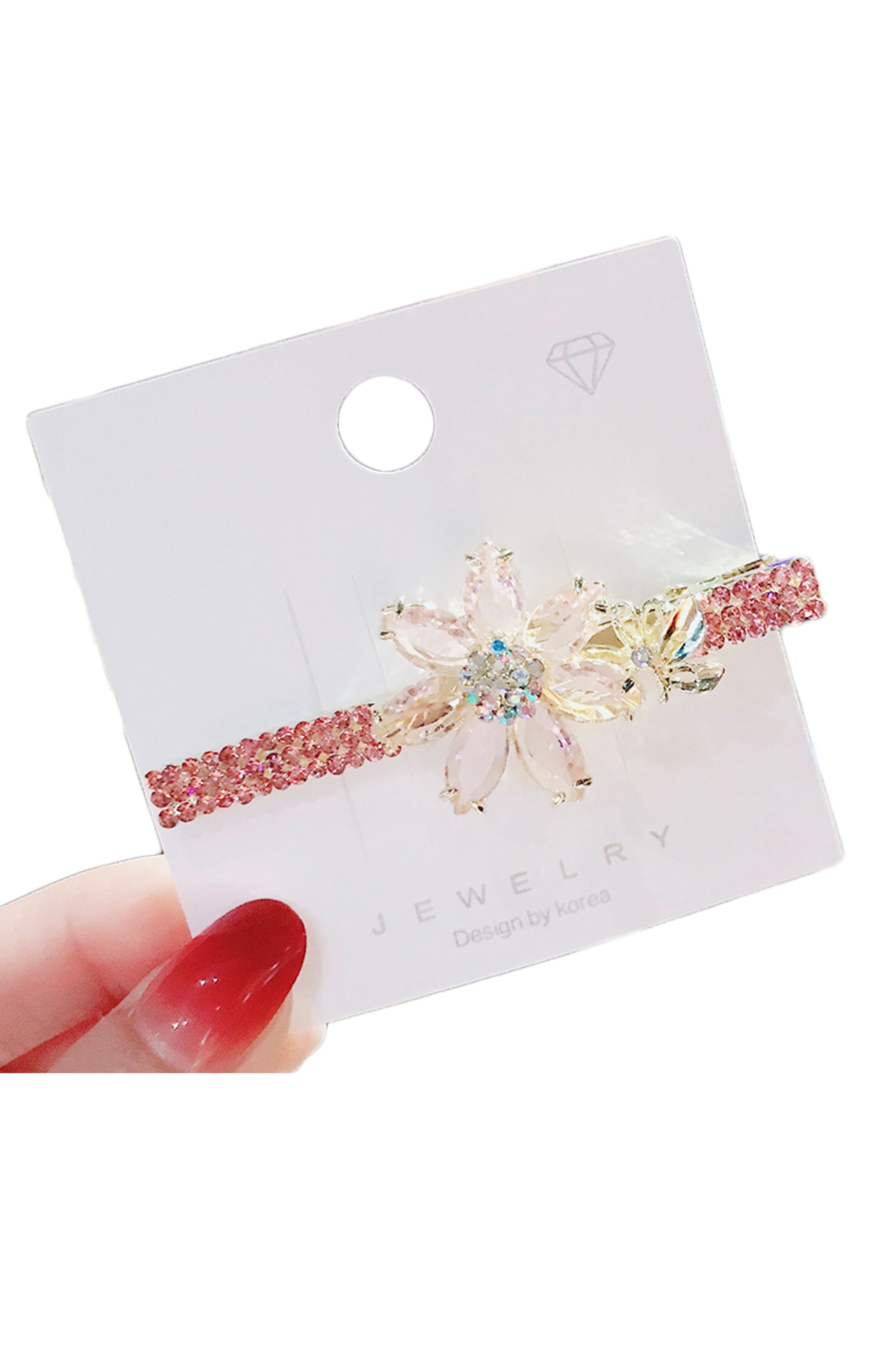 Pinza para el pelo con diamantes de imitación y flores L3029