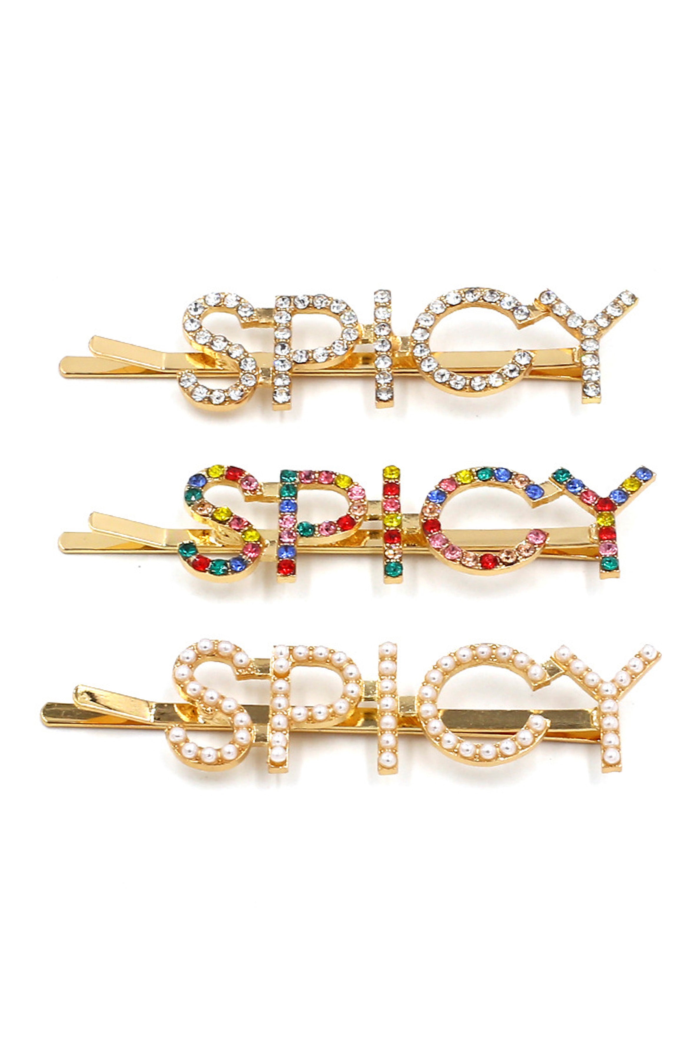 Juego de pinzas para el cabello con diamantes de imitación SPICY L3256