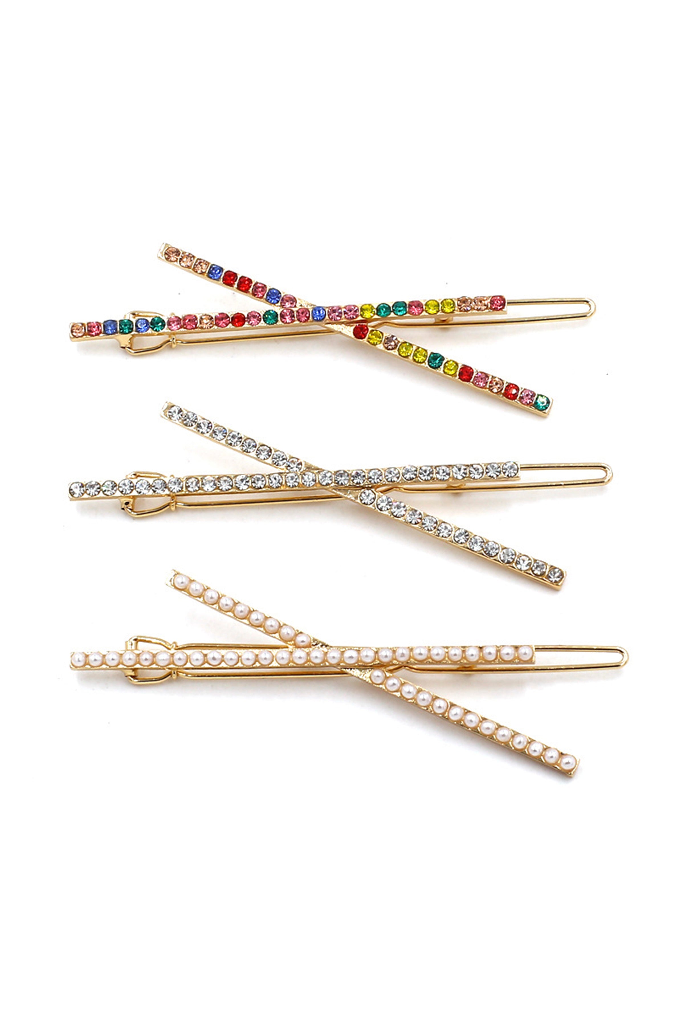 Cross Rhinestone Hair Clip Set L3258