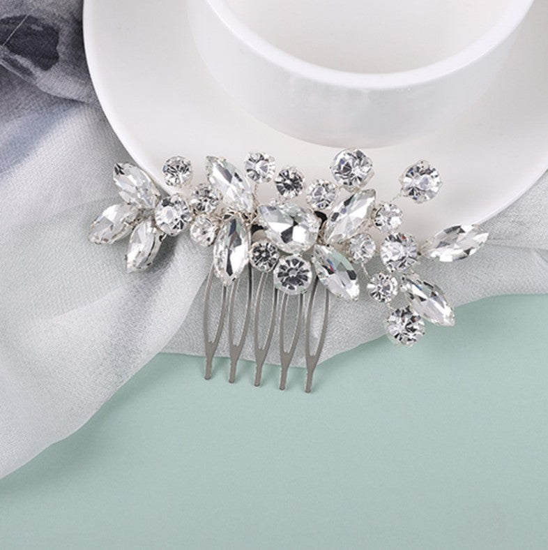 Floral Rhinestone Hair Comb Clip