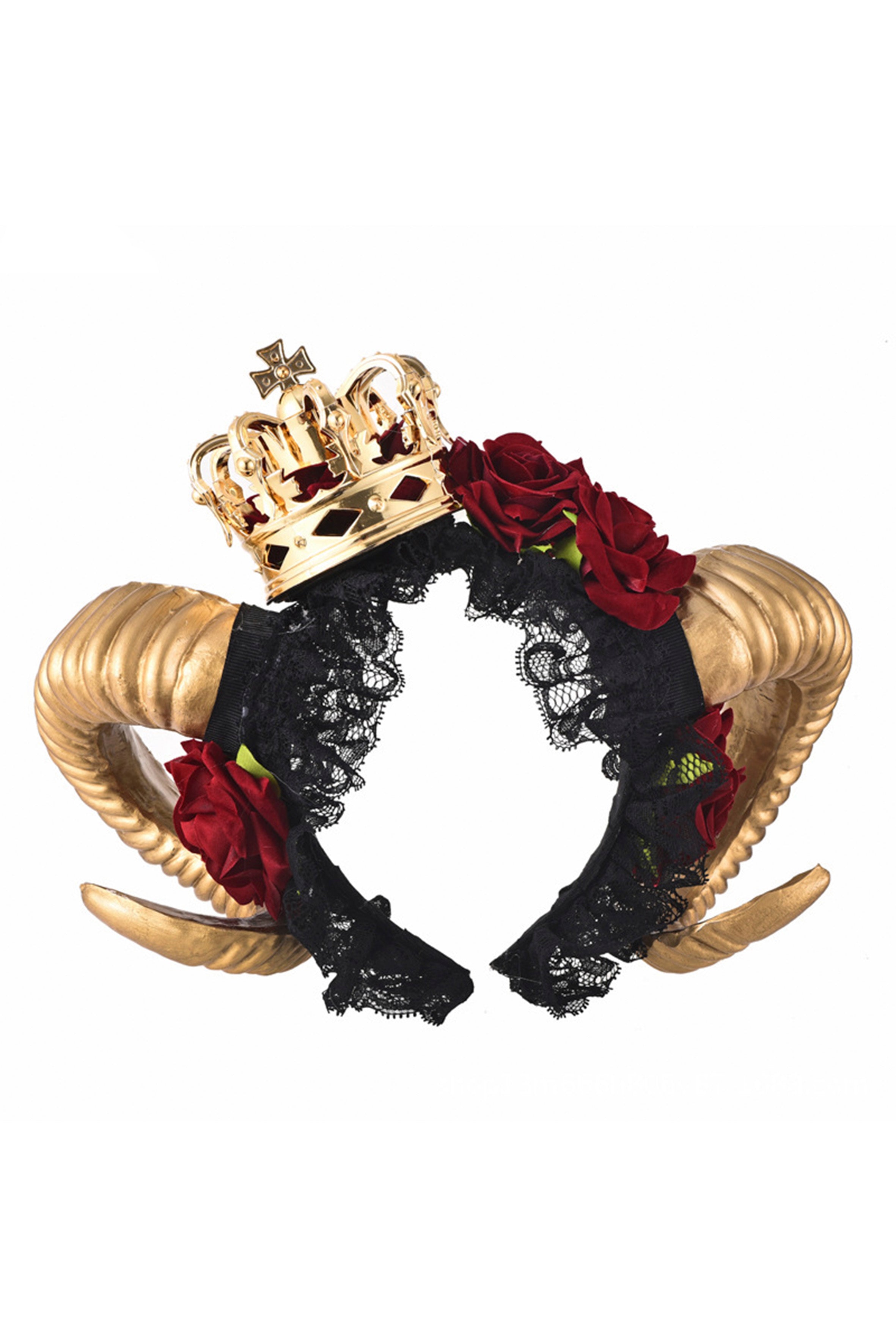 Gothic Horns Rose Crown Headband L3472