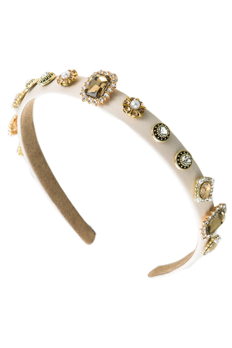 Diadema con flores y diamantes de imitación L3766