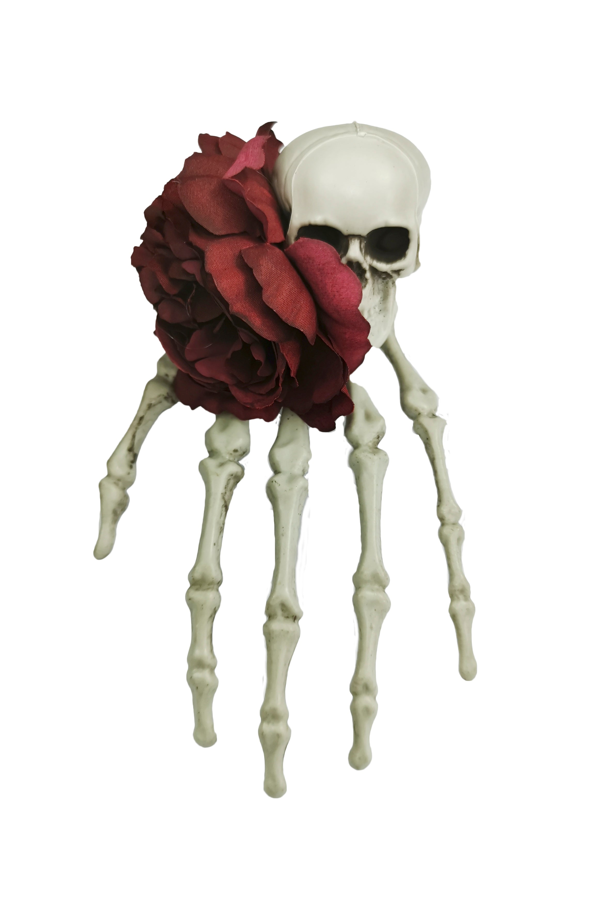 Skeleton Hand Rose Hair Clip L3828