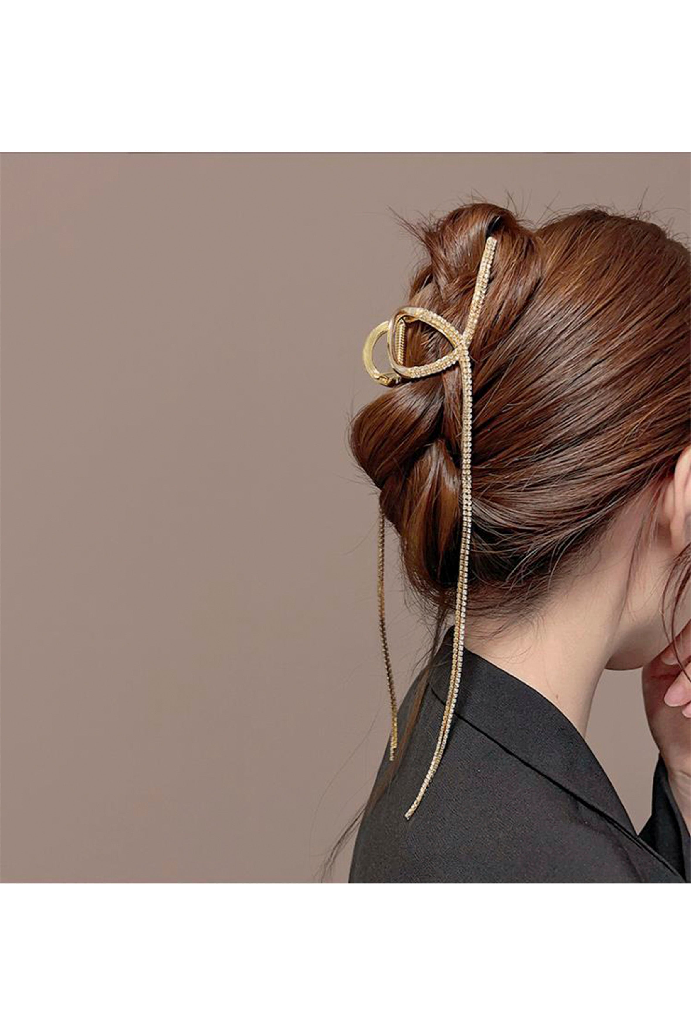 Pinza para el pelo con borlas cruzadas y diamantes de imitación L3931