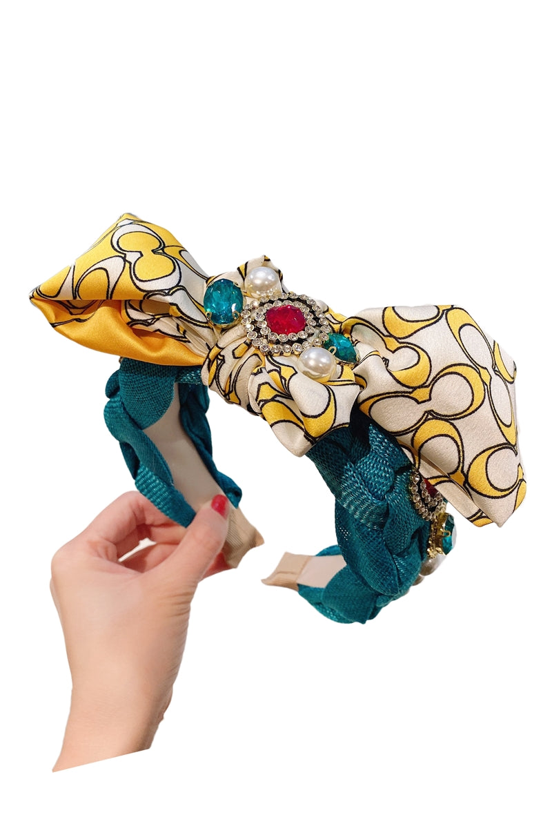 Baroque Rhinestone Bow Headband L3988