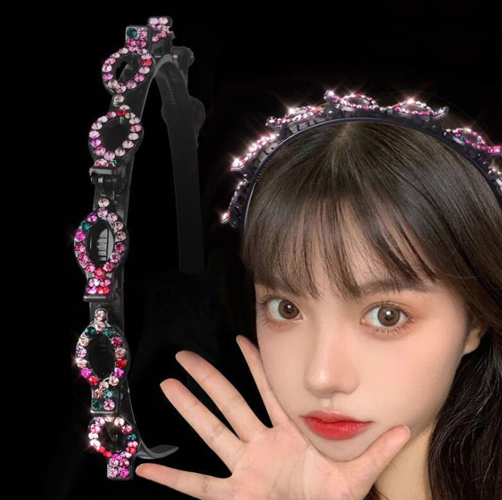 Diadema trenzada con dientes de strass L4103