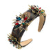 Diadema con flores de cristal y taladro L4240