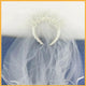 Diadema de perlas con tocado para novia L4377