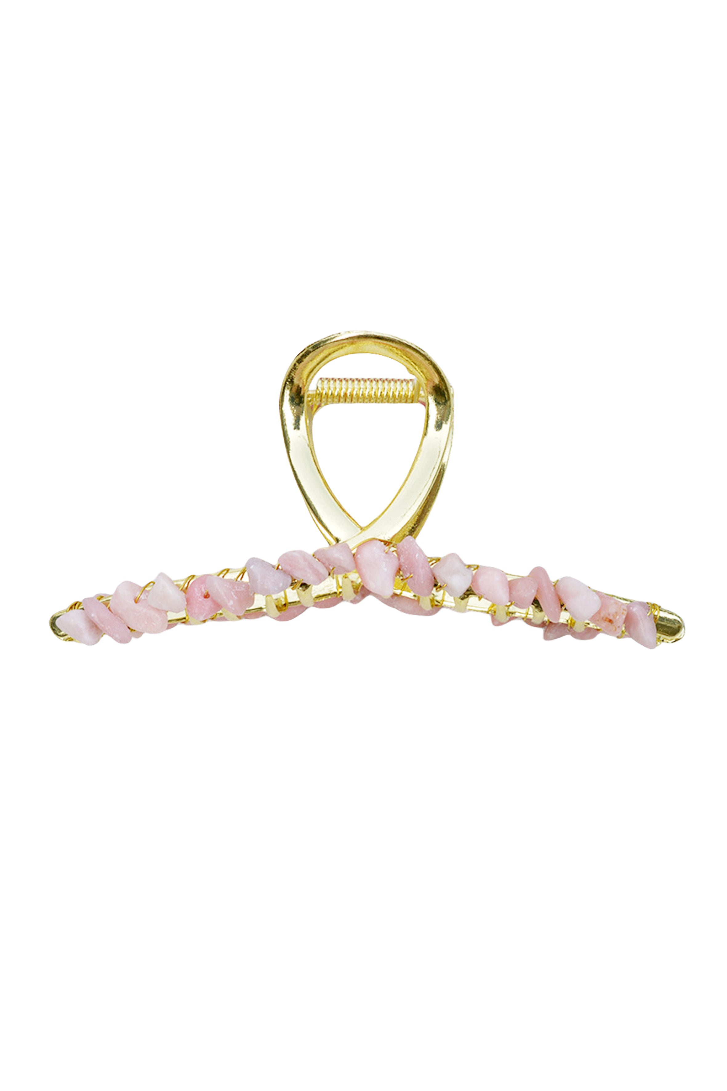 Pinza para el cabello con cruz de calcedonia rosa L4532