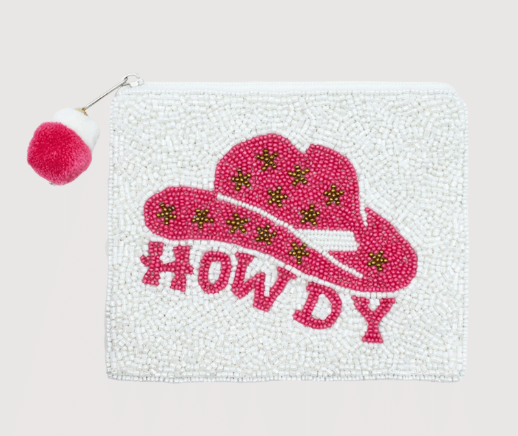 Howdy Cowboy Hat Beaded Pouch LAC-CP-1555