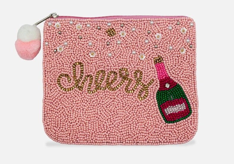 Pink Cheers Beaded Pouch LAC-CP-1618