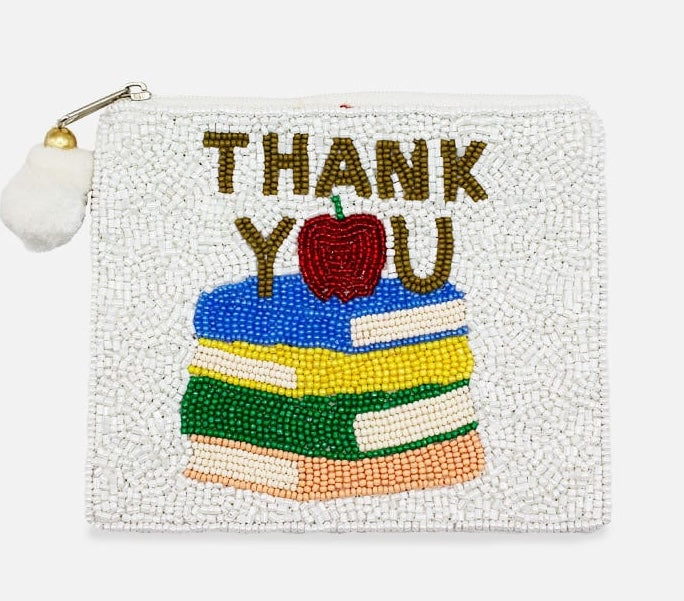 Thank You Teacher Beaded Pouch LAC-CP-1637