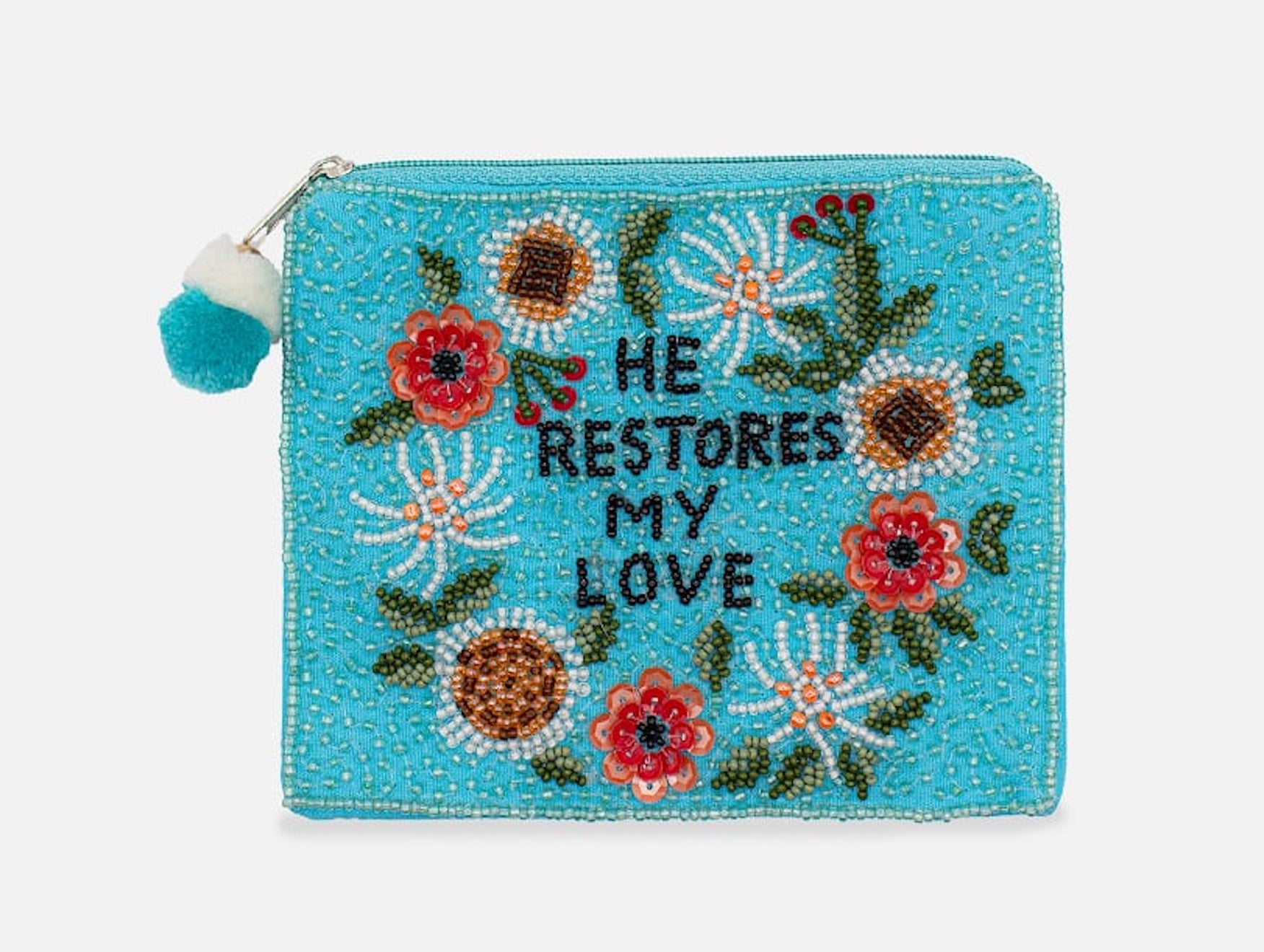 He Restores My Love Beaded Pouch  LAC-CP-1644