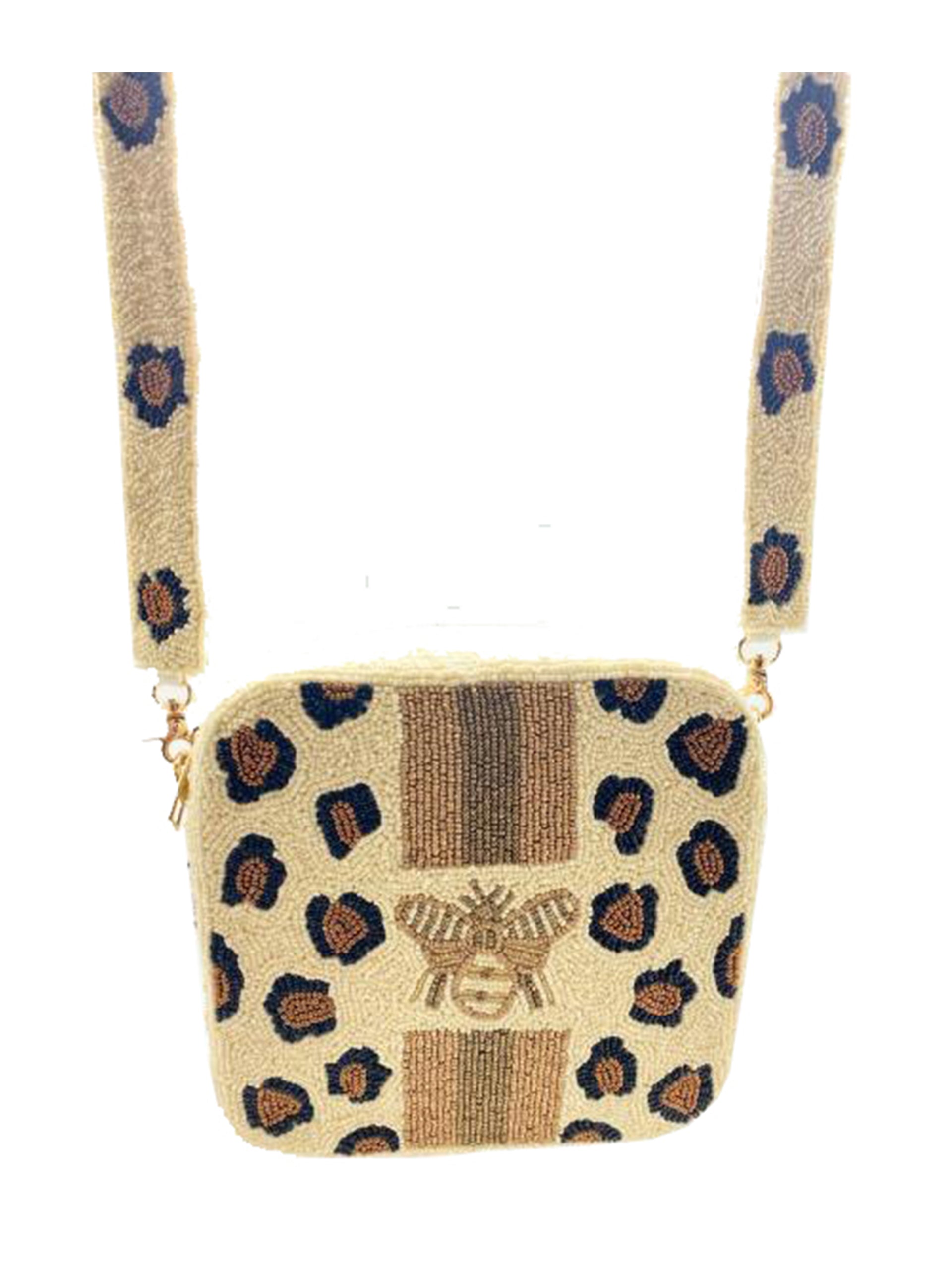 Handmade Leopard Print Bead Bag outlet