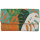 Peach Green Monstera Beaded Clutch LAC-SS-877