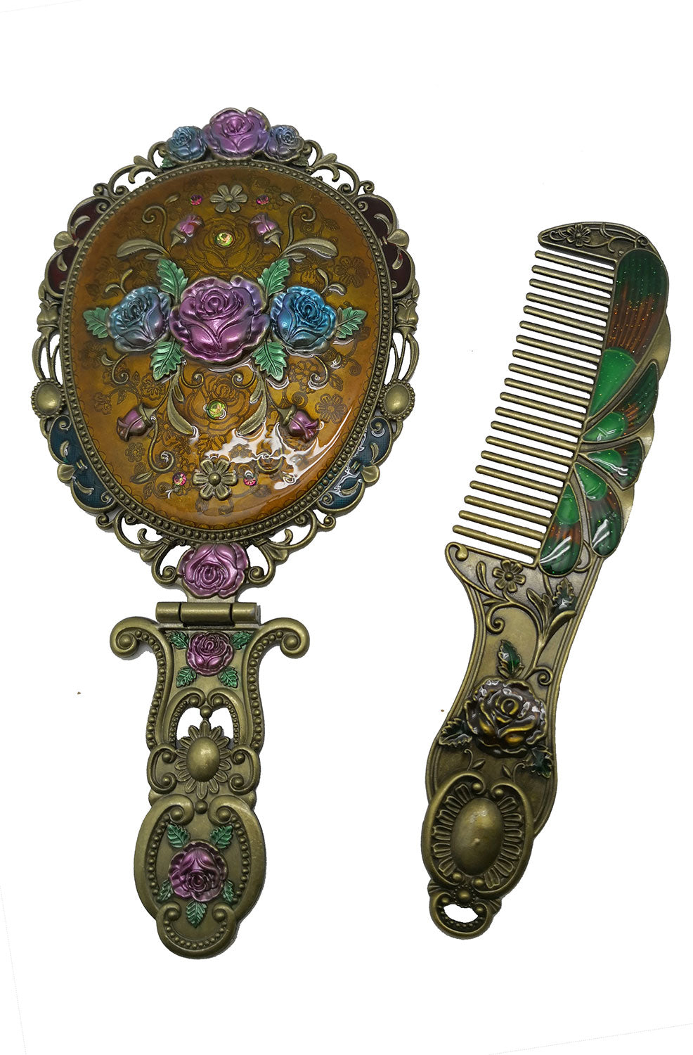 Juego de espejos de metal rosa clásico M0404