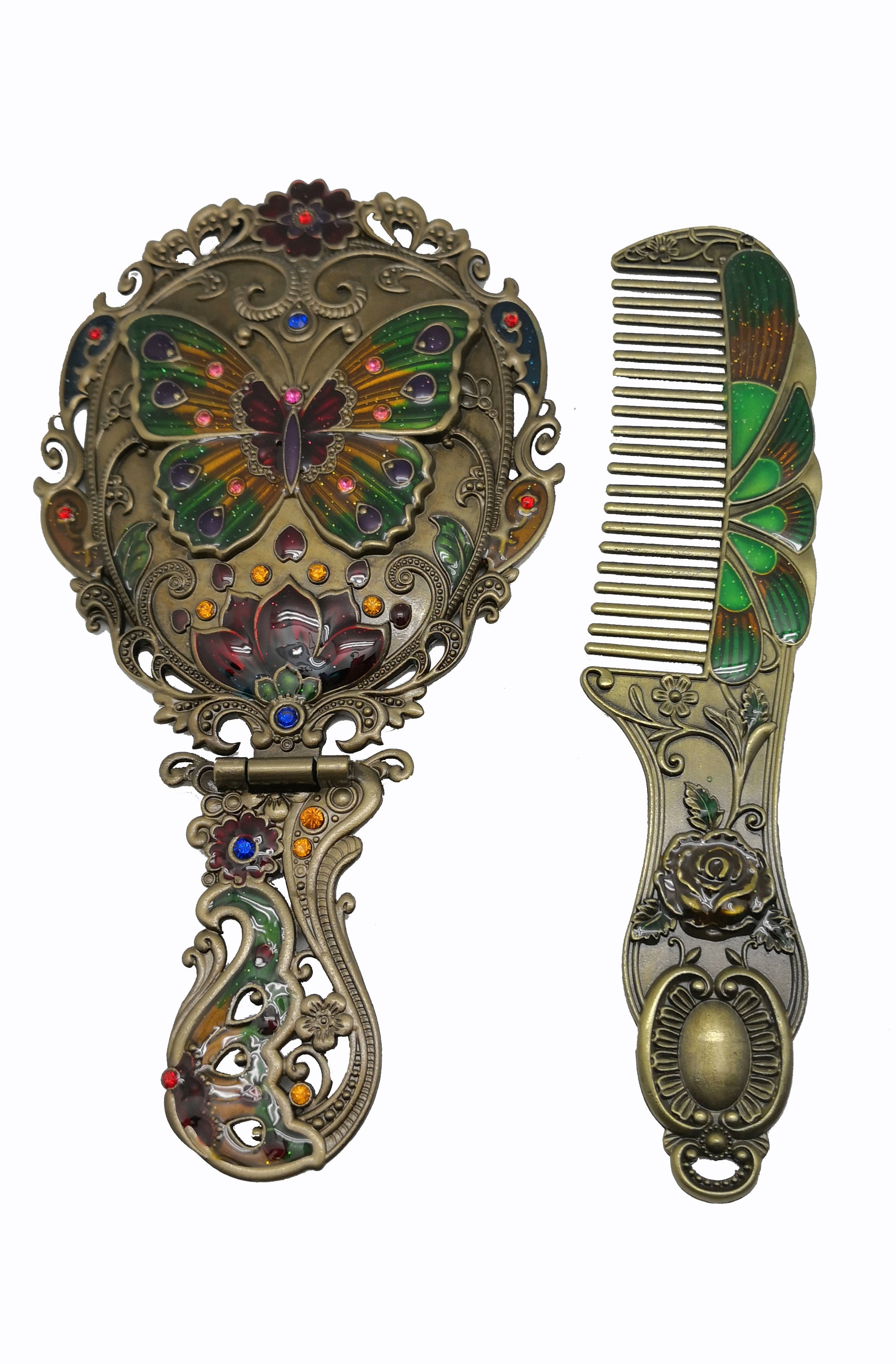 Juego de espejos de metal con forma de mariposa clásica M0407