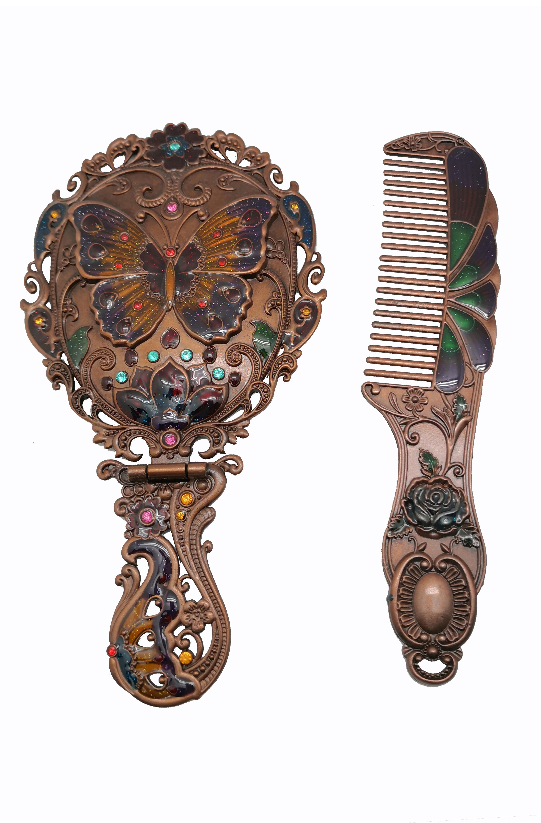 Juego de espejos de metal con forma de mariposa clásica M0407