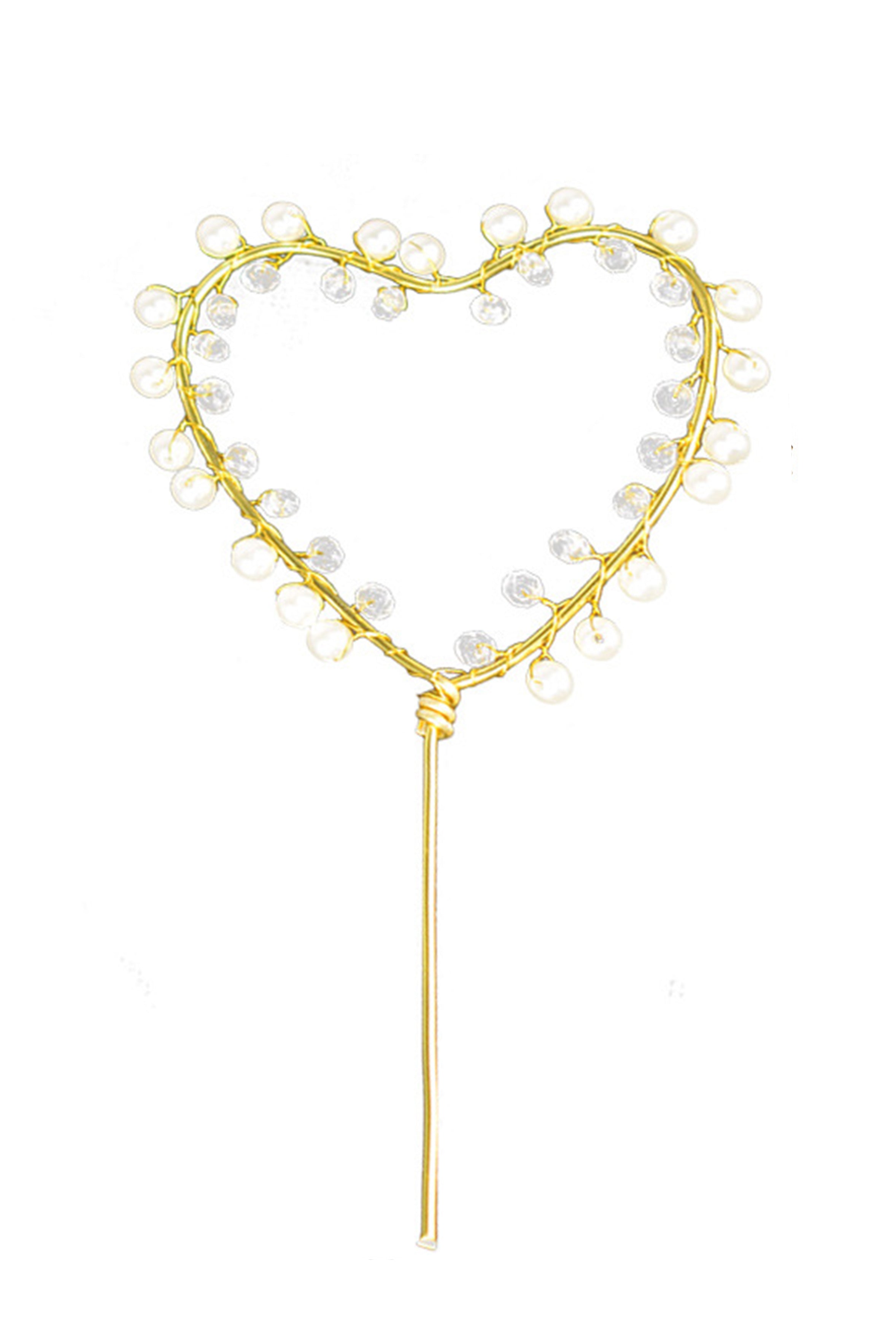 Heart Pearl Birthday Cake Decoration MIS0939
