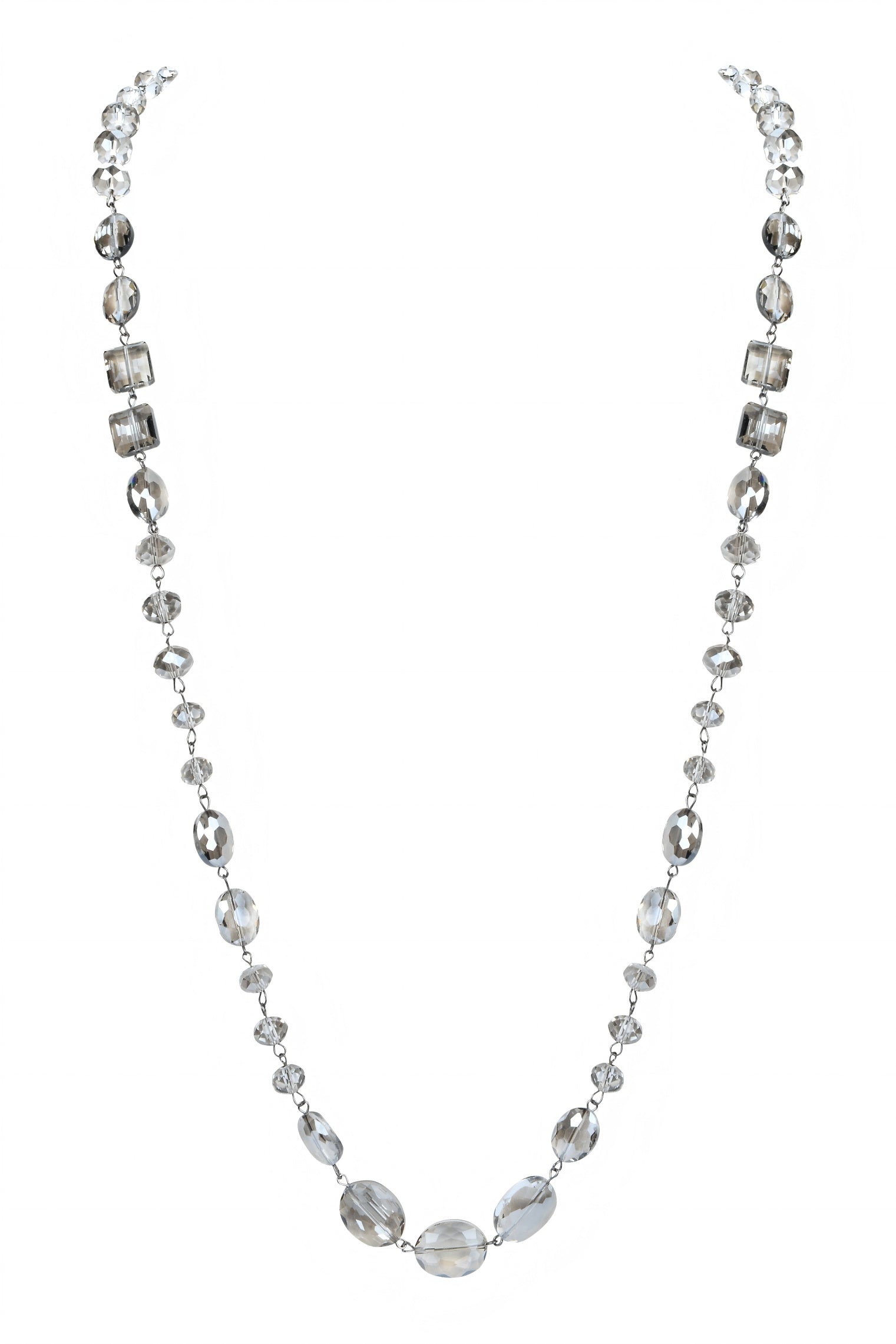 Classic Chandalier Crystal Long Necklaces N1130-Silver