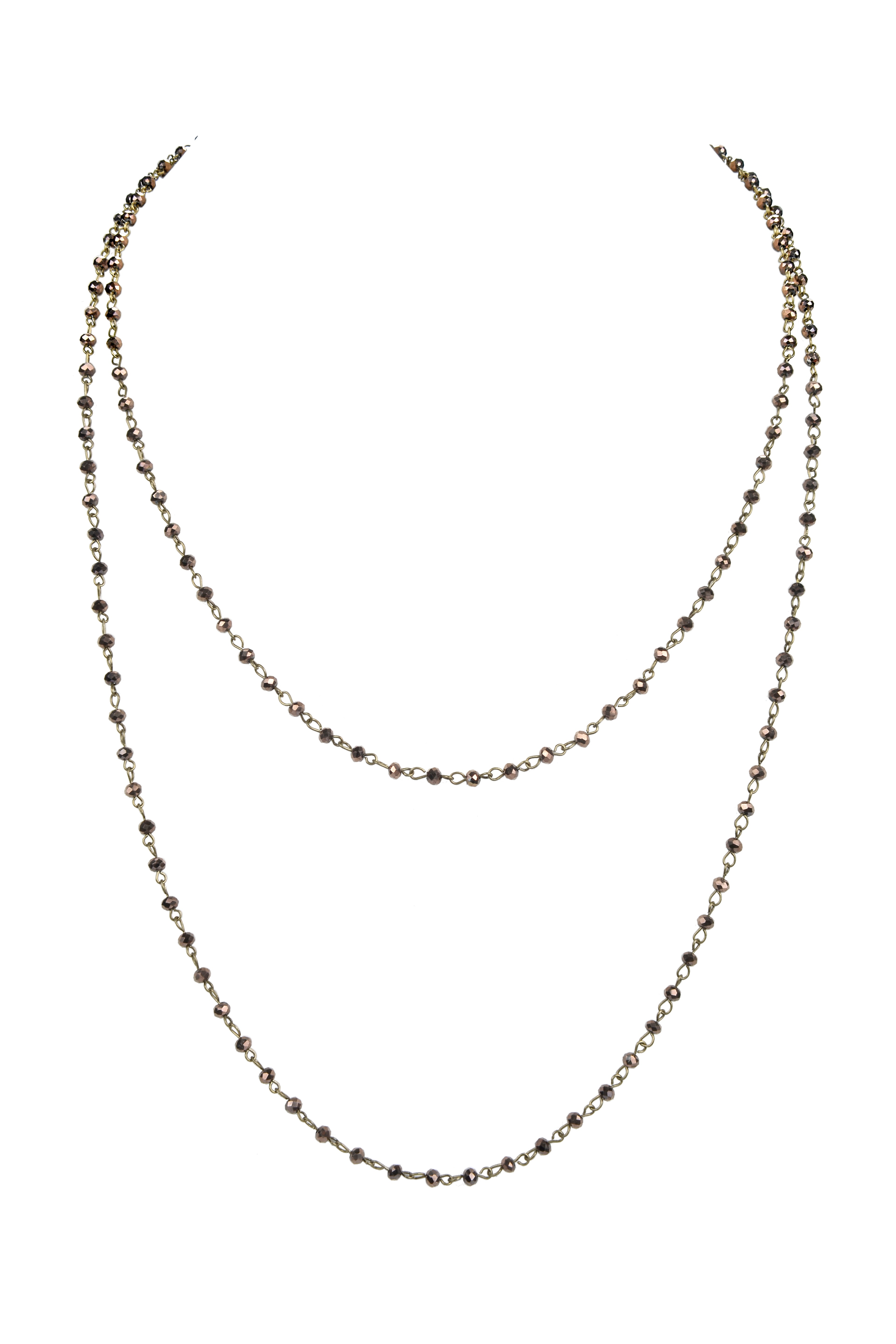 Crystal Beads Chain Necklace N1163-65-CR