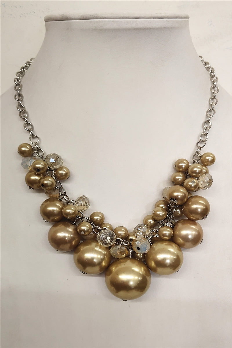 Collares de perlas de cristal ajustables N1550