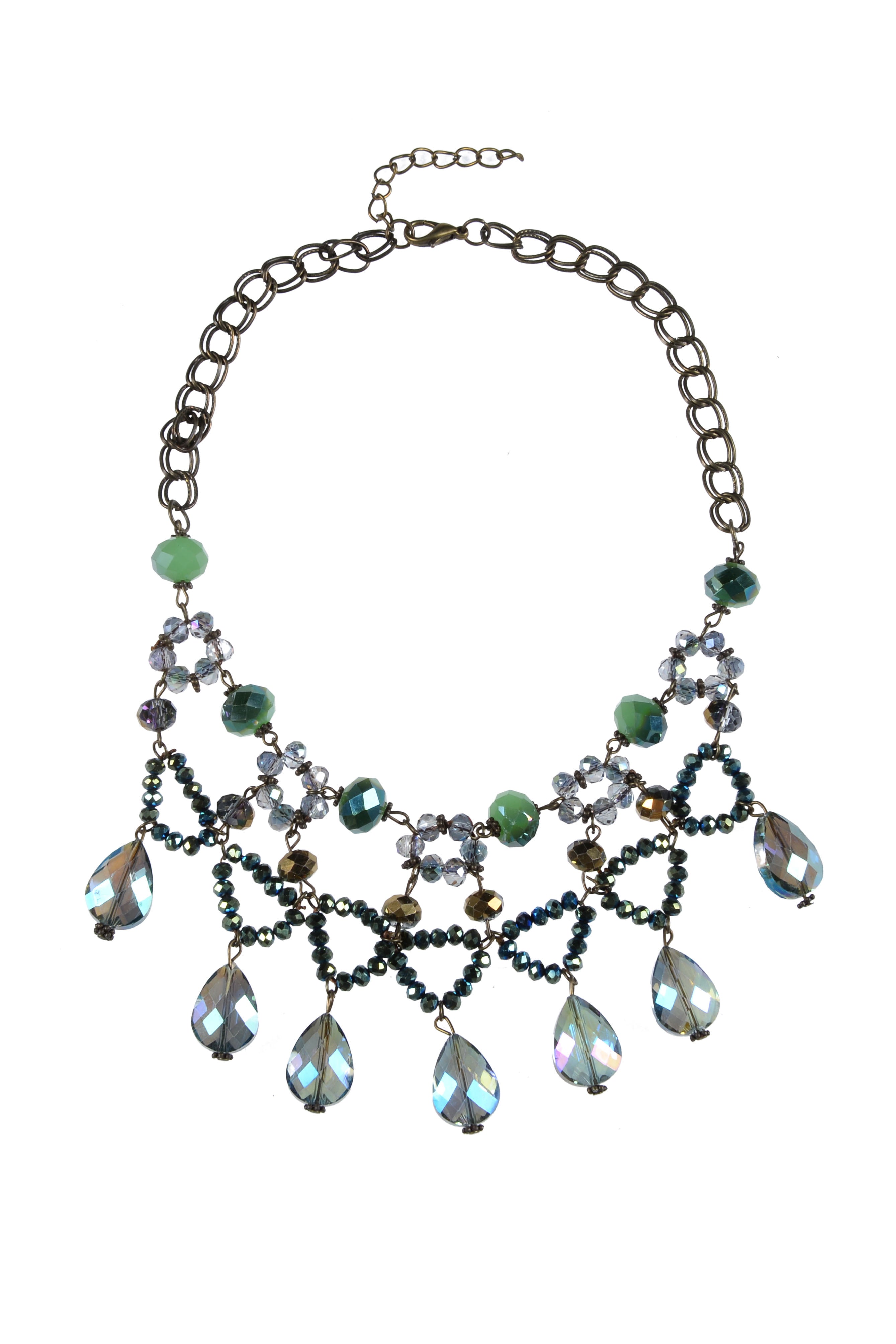 Collar de cristal con forma de gota de agua para mujer bohemia N1790