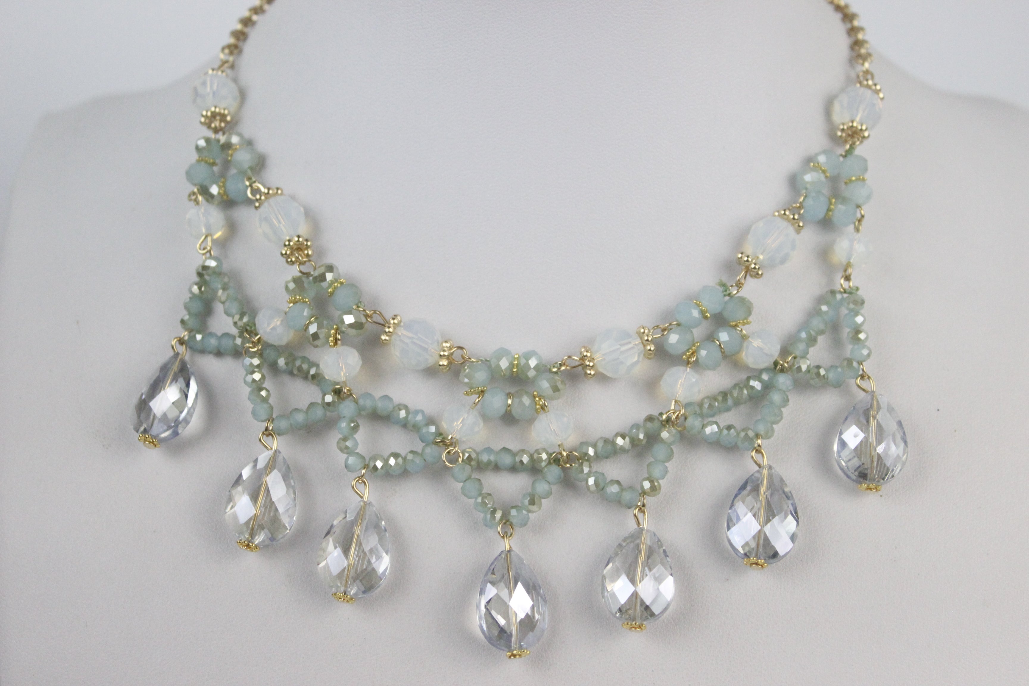 Collar de cristal con forma de gota de agua para mujer bohemia N1790