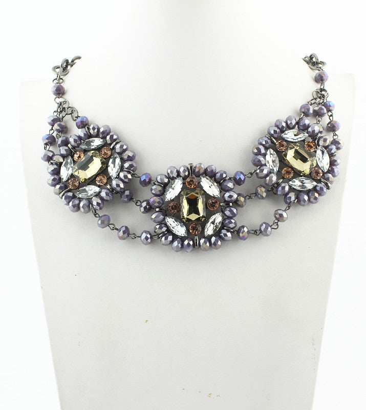 Collar de cristal de tres filas N2077