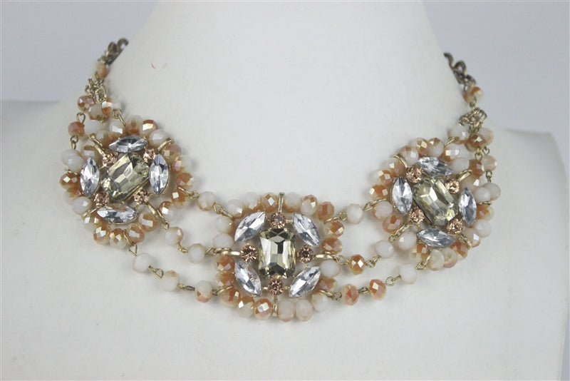 Collar de cristal de tres filas N2077