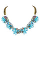 Women Blue Crystal Flower Collar Necklaces N2137