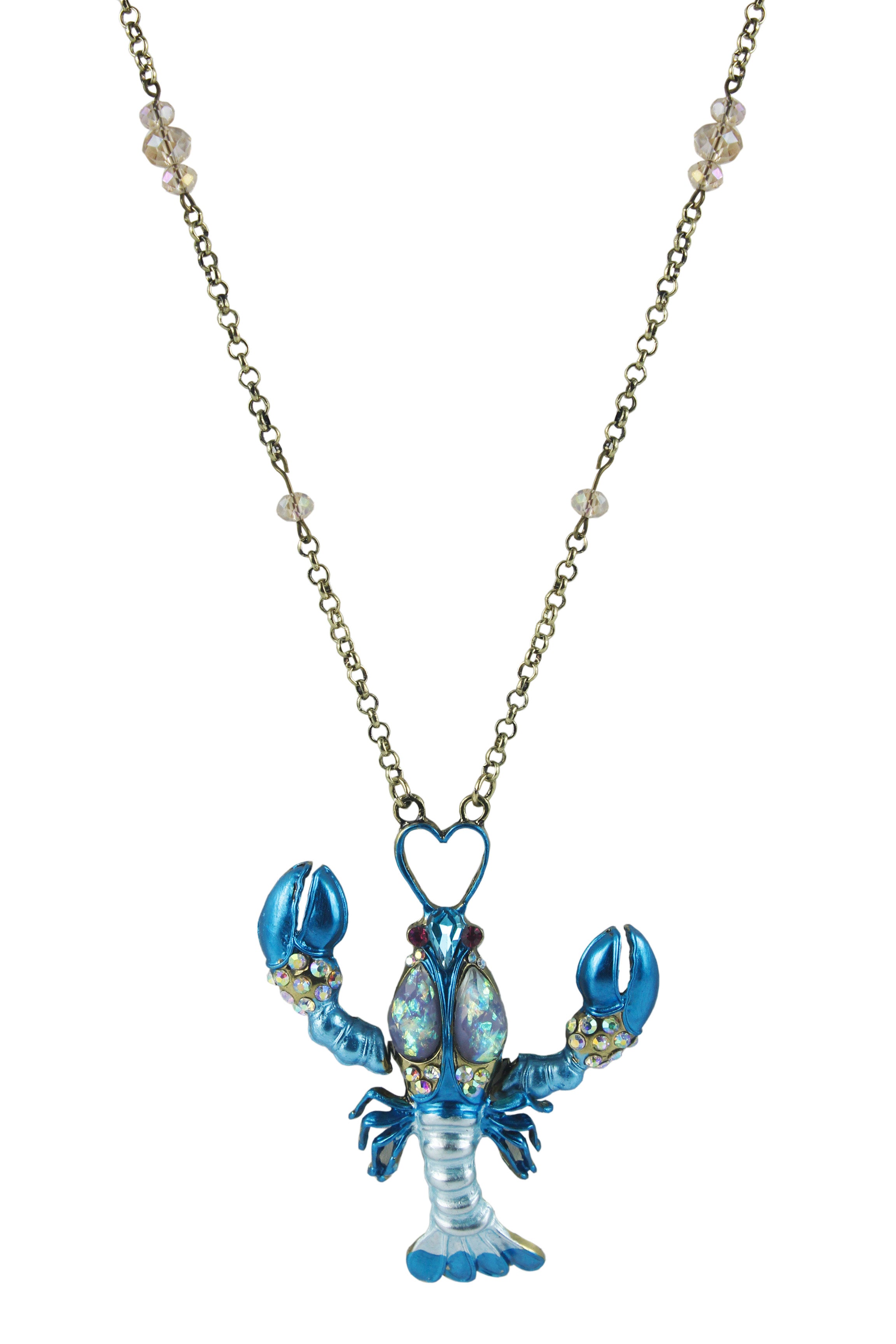 Blue Crab Pendant Necklace N2263