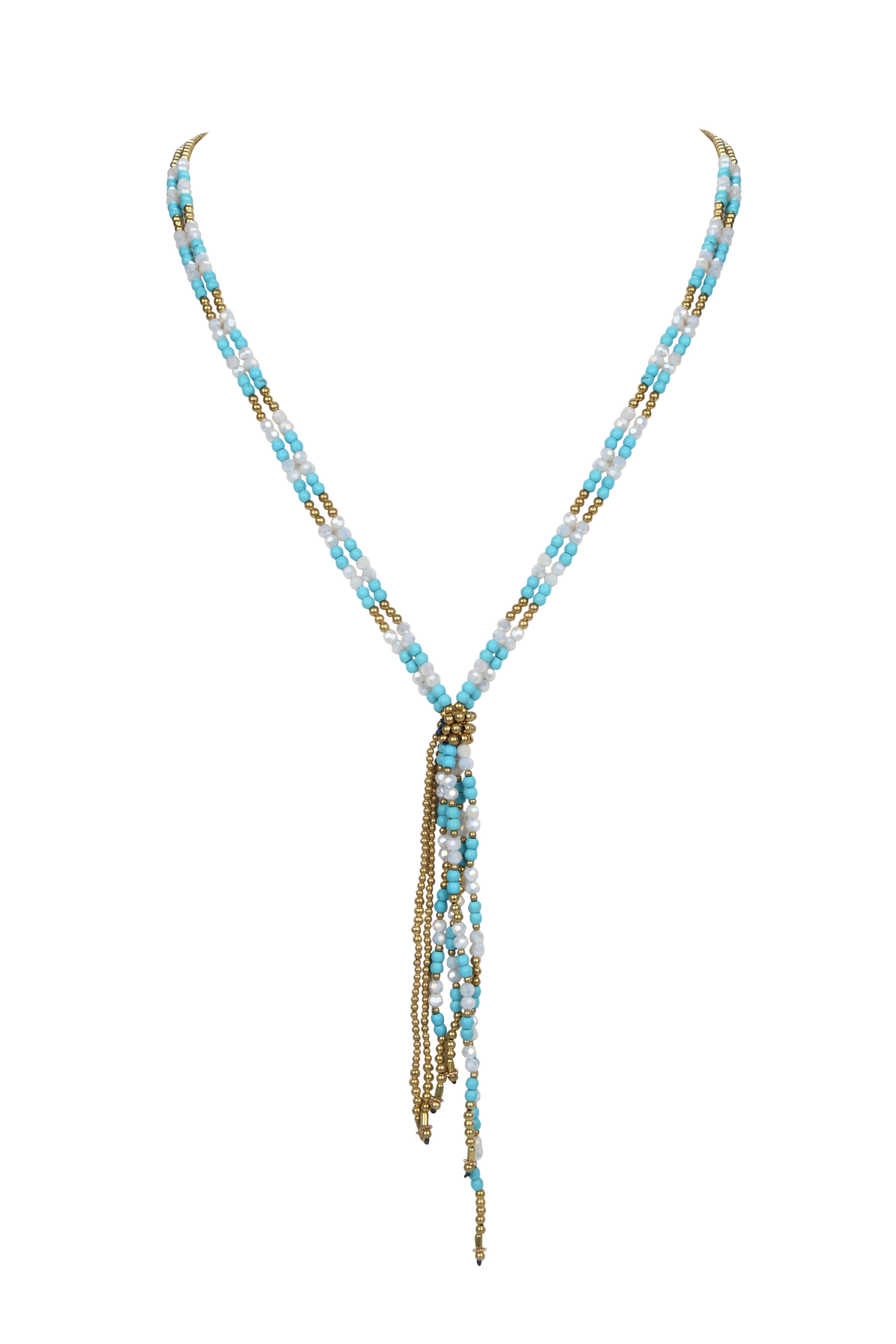 Collares largos con borlas y cuentas de cristal N2456