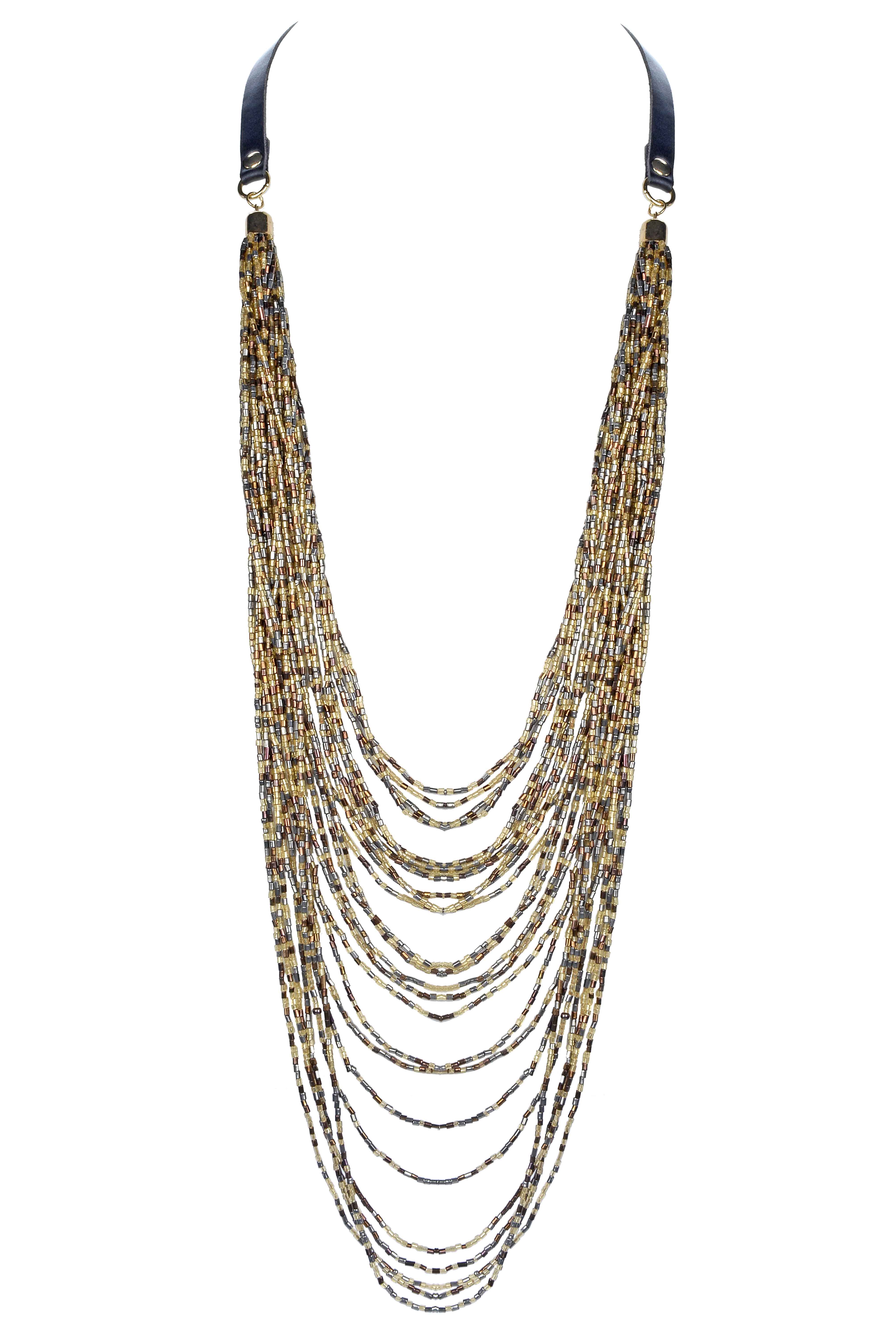 Long Multi-layer Crystal Beaded Necklace N2526