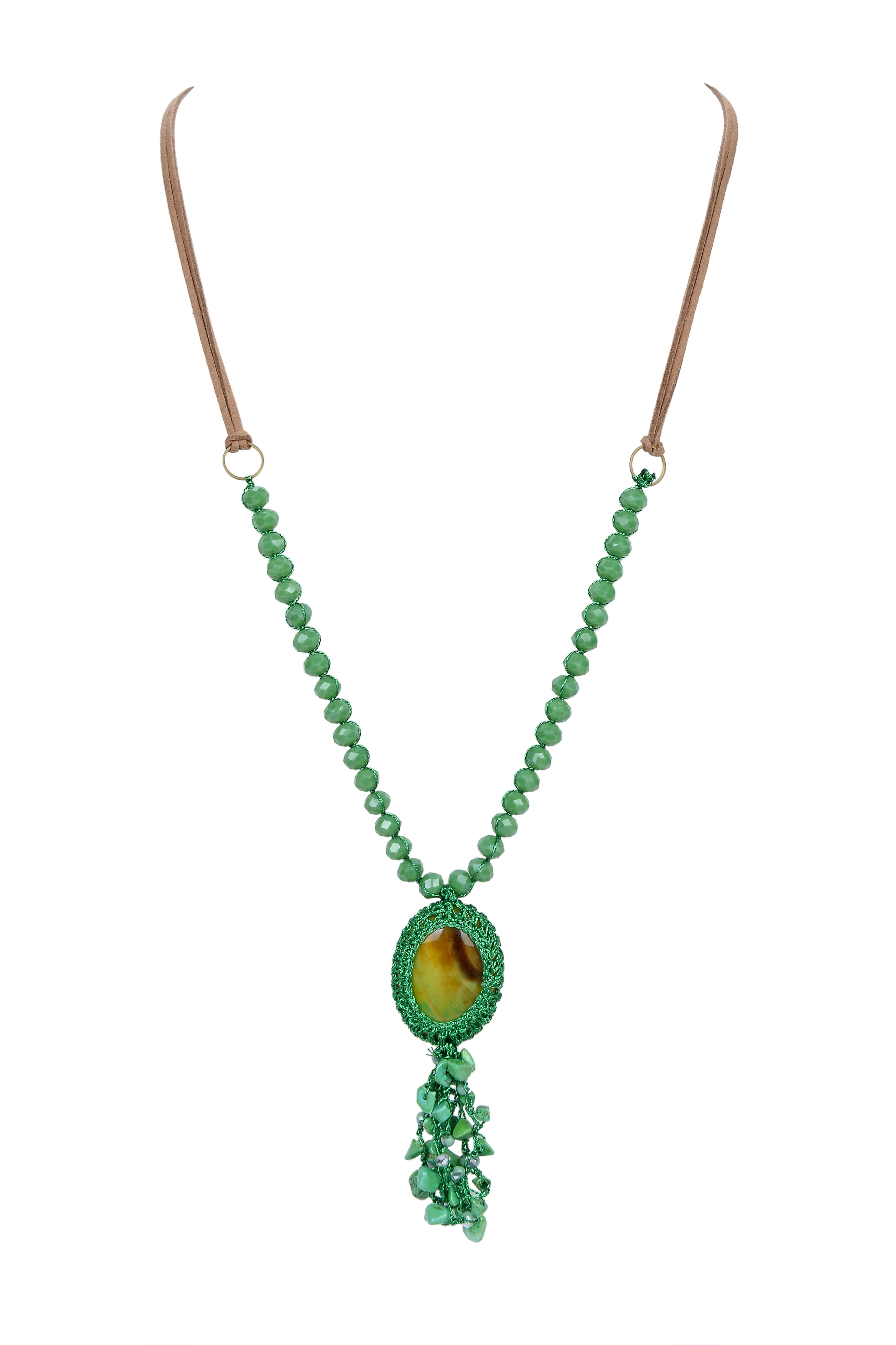 Collar largo de borlas de cristal y piedras de moda N2855