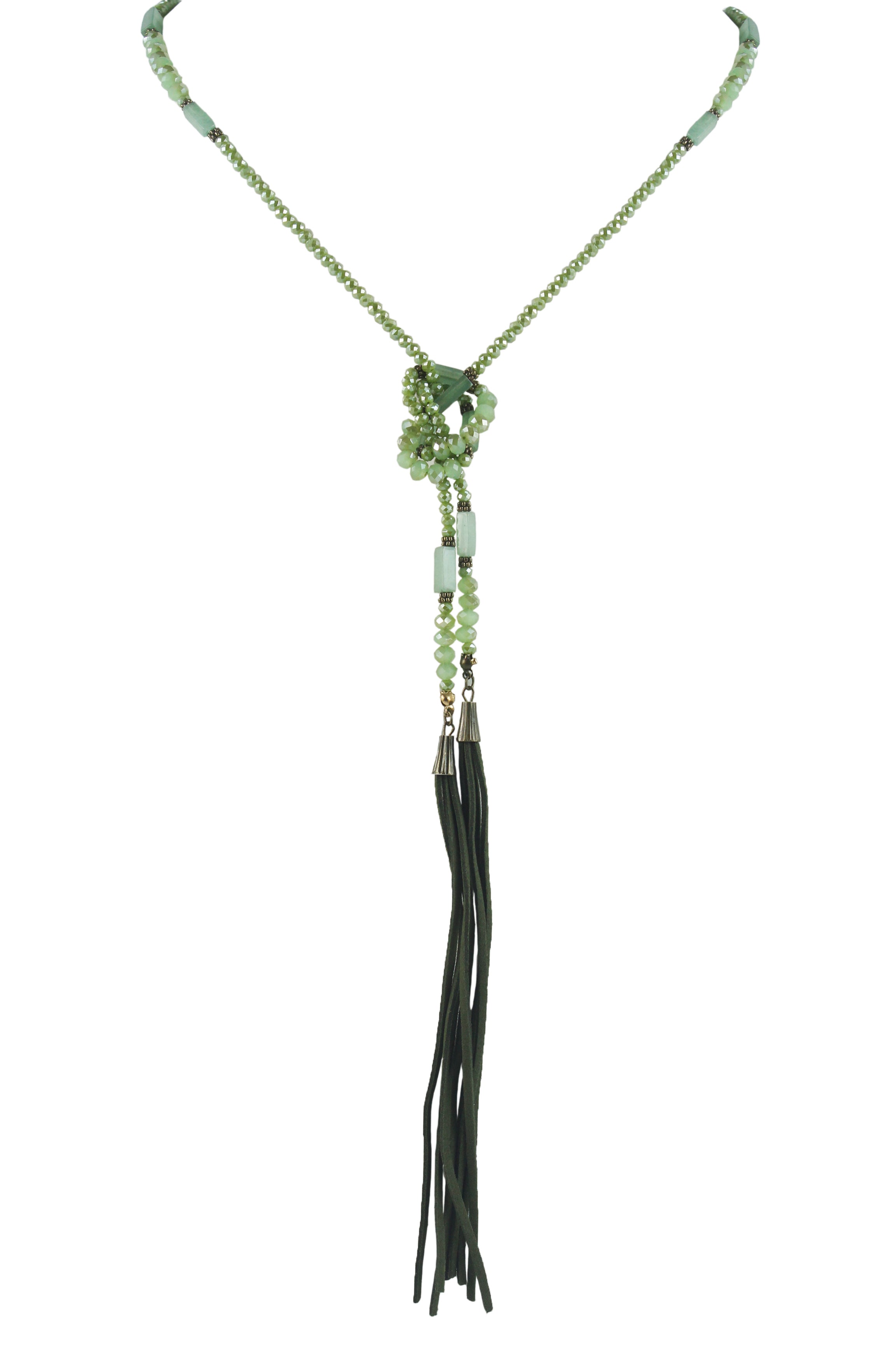 Collar largo con borlas de cristal para mujer N2907